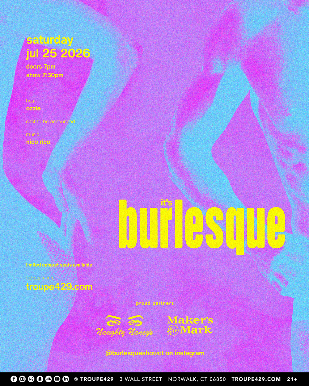 Campaign cover image for It's Burlesque JULY show! at Troupe429 (SAT JULY 25, 2026 // 7:30PM)