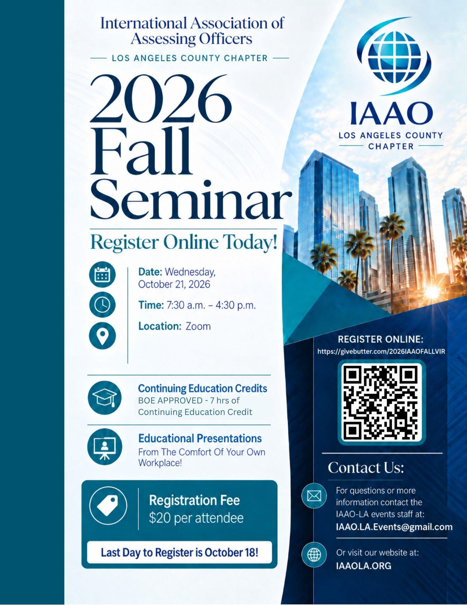 Campaign cover image for IAAO-LA 2026 Fall Virtual Seminar Zoom