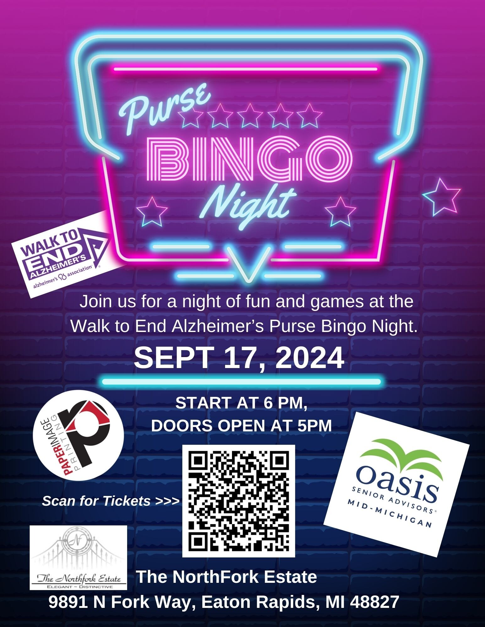 Campaign cover image for Oasis Senior Advisors Mid-Michigan Alzheimer's Walk Purse Bingo