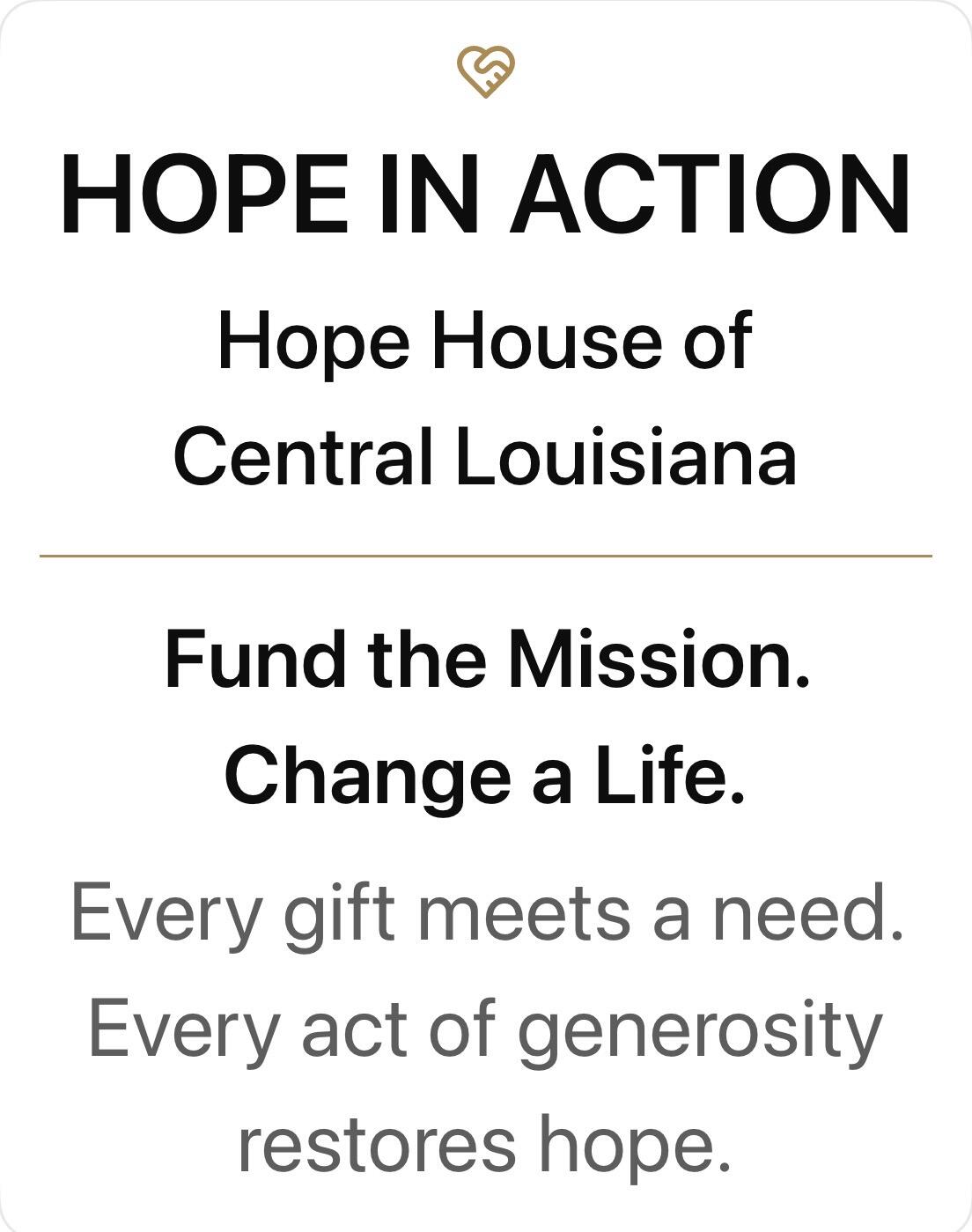 Campaign cover for Hope In Action