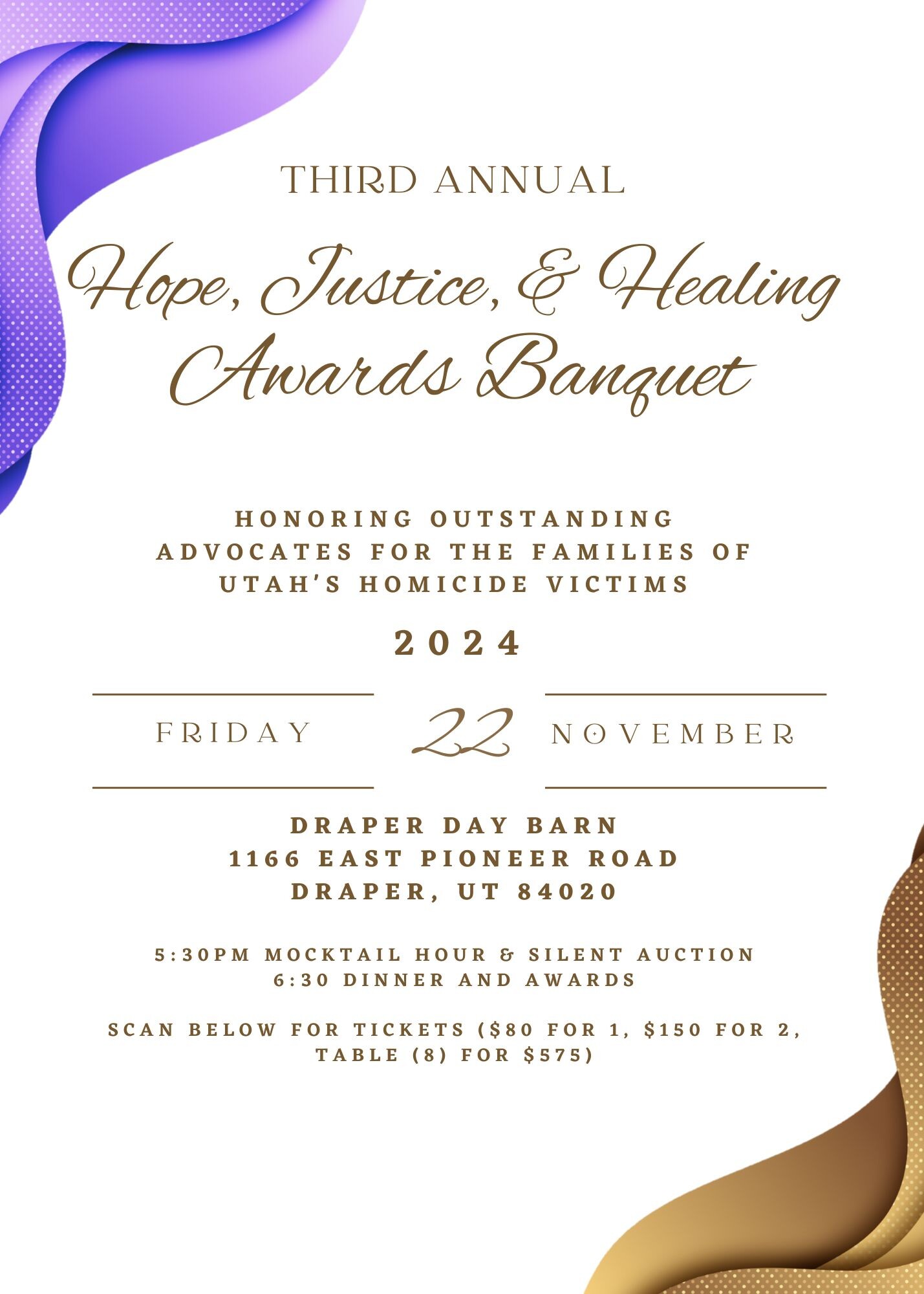 Campaign cover image for Third Annual Hope Justice Healing Awards Banquet