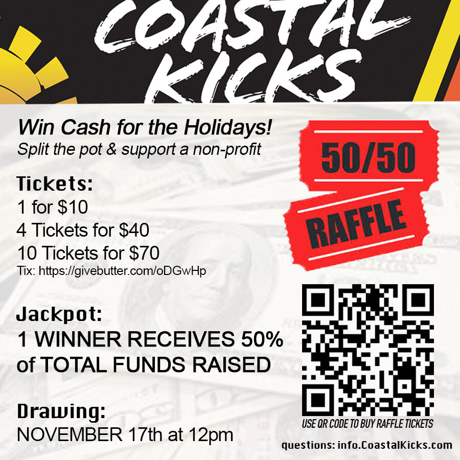 Campaign cover image for Coastal Kicks 50/50 Fall Raffle