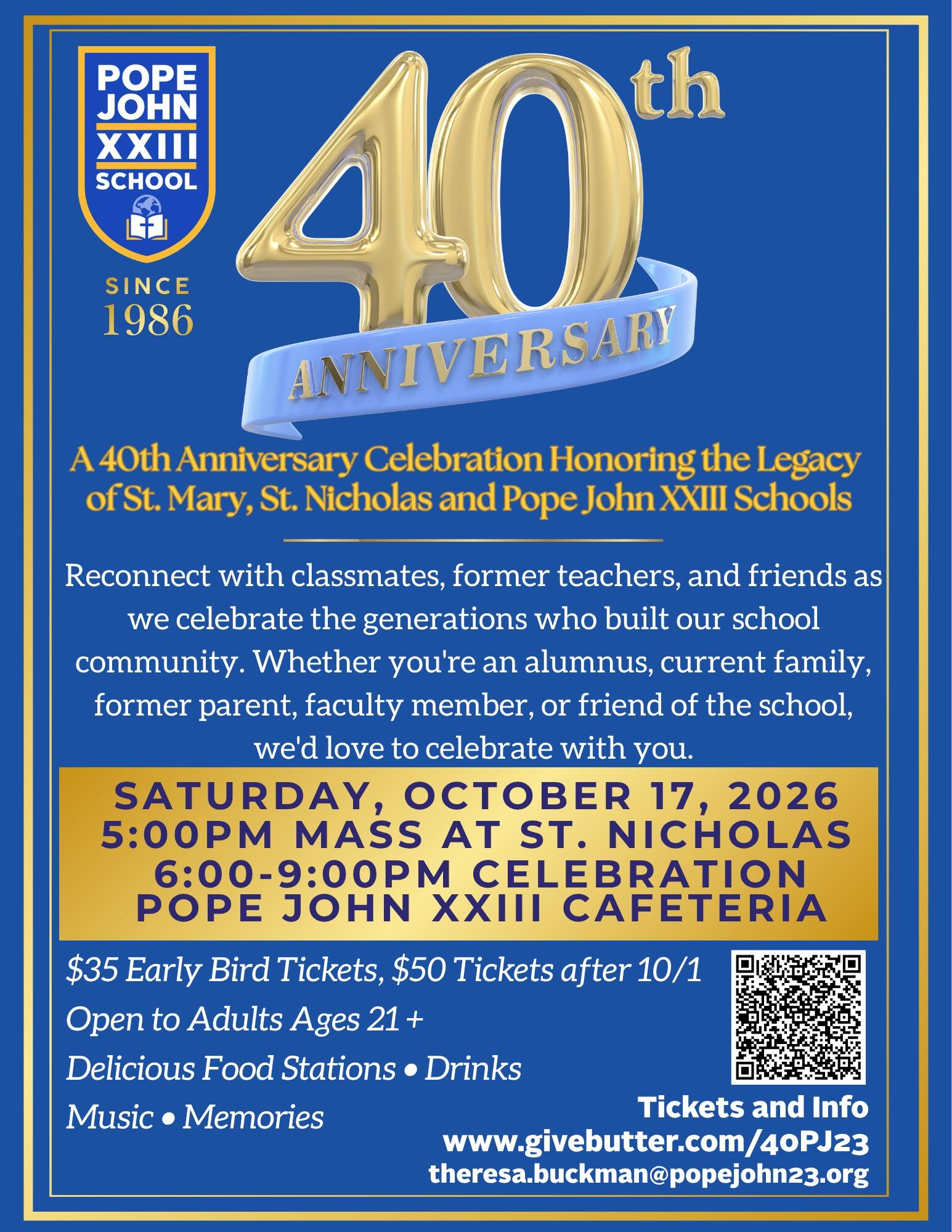 Campaign cover image for Celebrating 40 Years of Pope John XXIII School