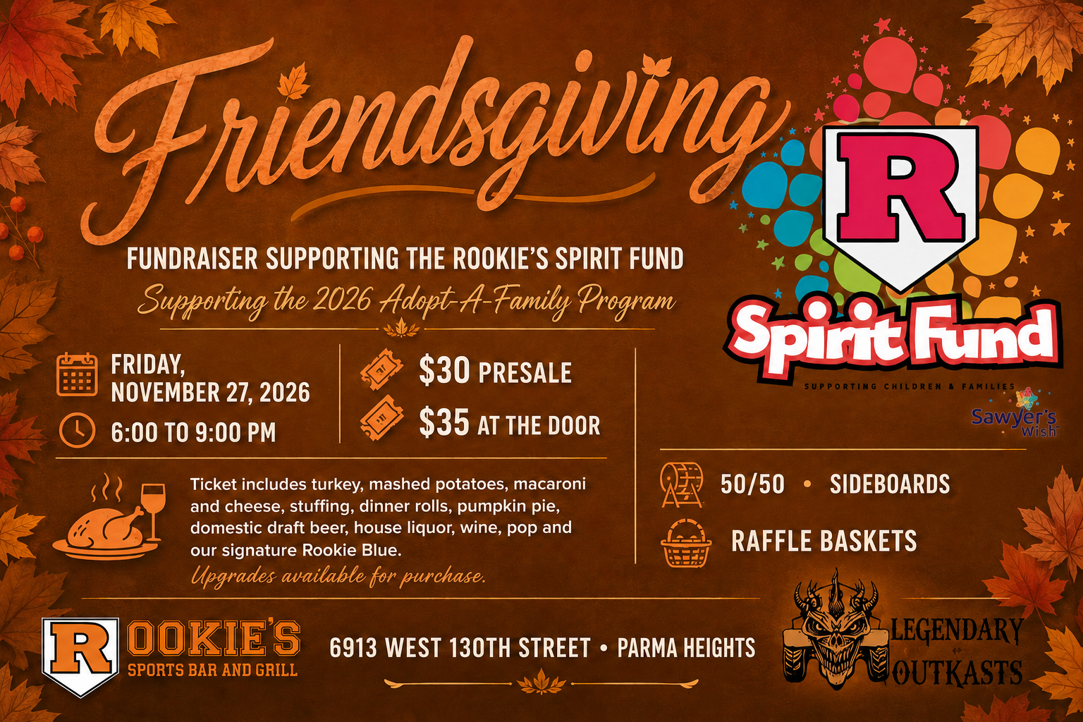 Campaign cover image for Friendsgiving Party benefiting the Rookie's Spirit Fund