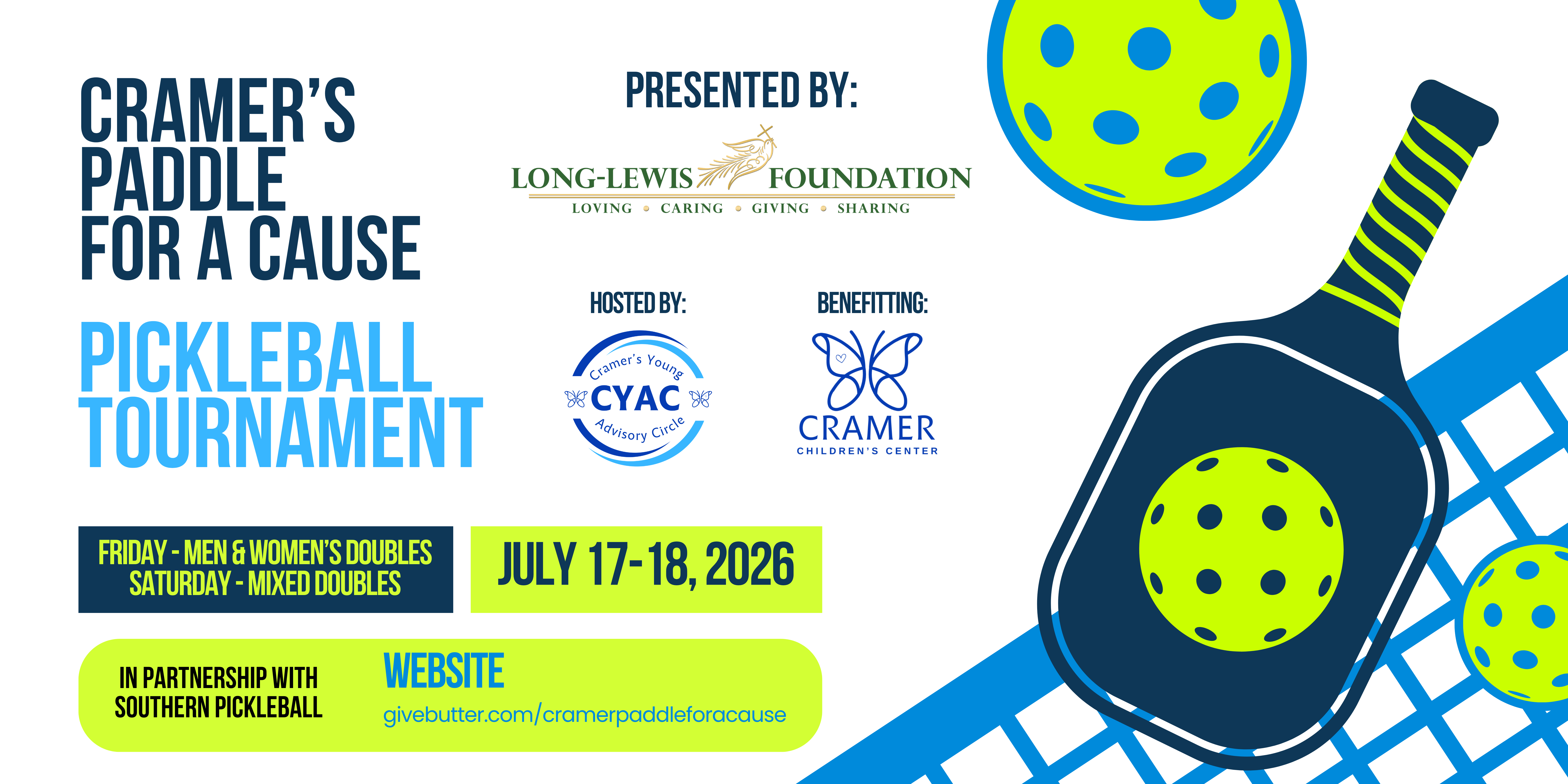 Campaign cover image for Cramer's Paddle for a Cause Pickleball Tournament Presented by the Long-Lewis Foundation