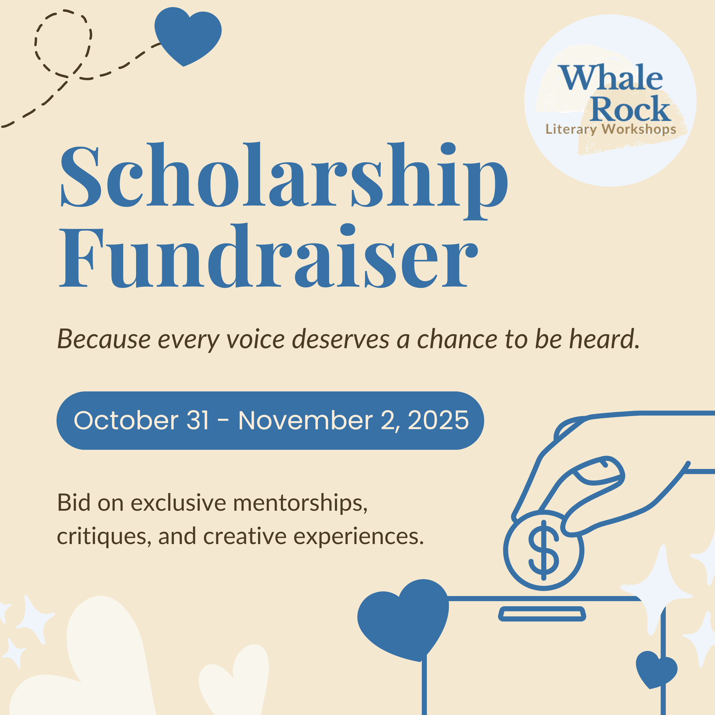 Campaign cover image for Whale Rock Workshops Writing Scholarship Fundraiser