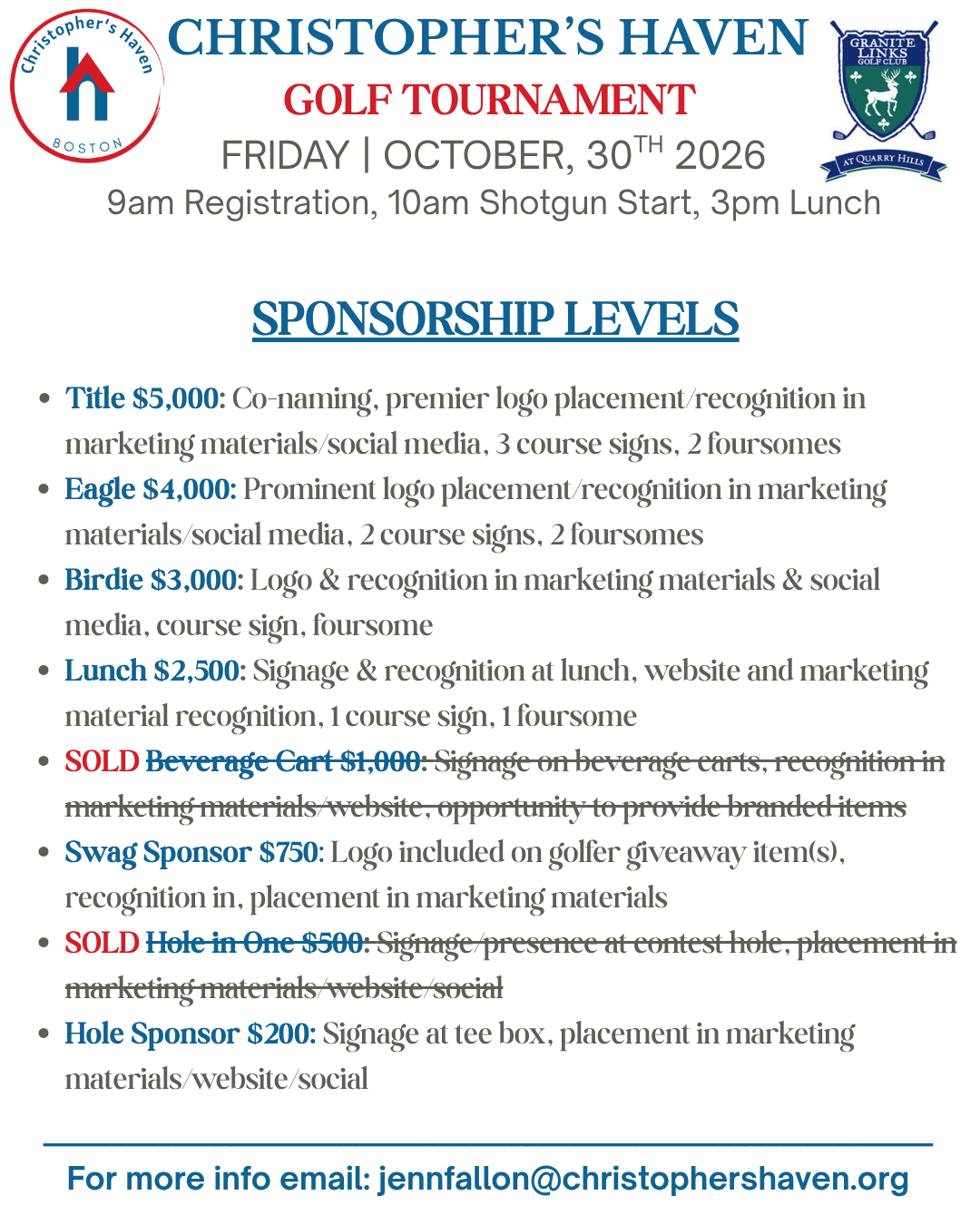 Campaign cover image for Golf Tournament at Granite Links 10/30/26