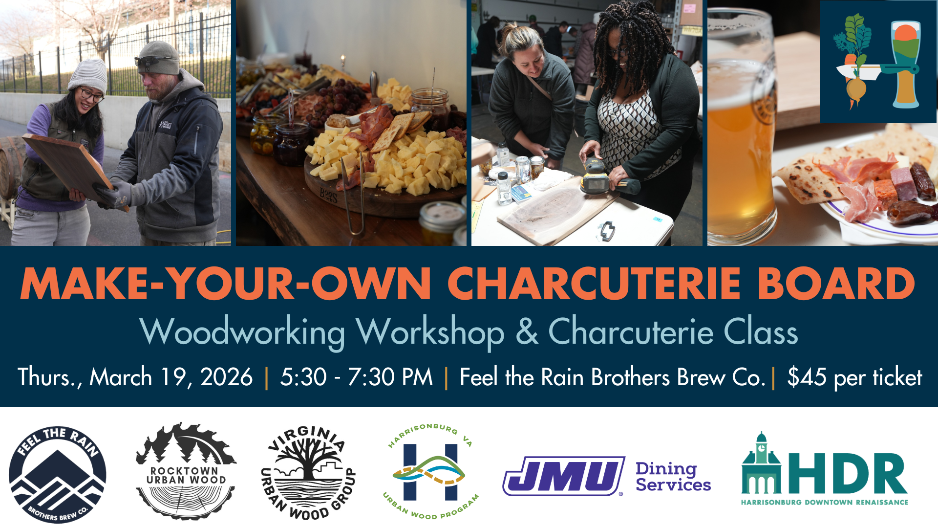 Campaign cover image for 2026 Make-Your-Own Charcuterie Board Woodworking & Culinary Workshop