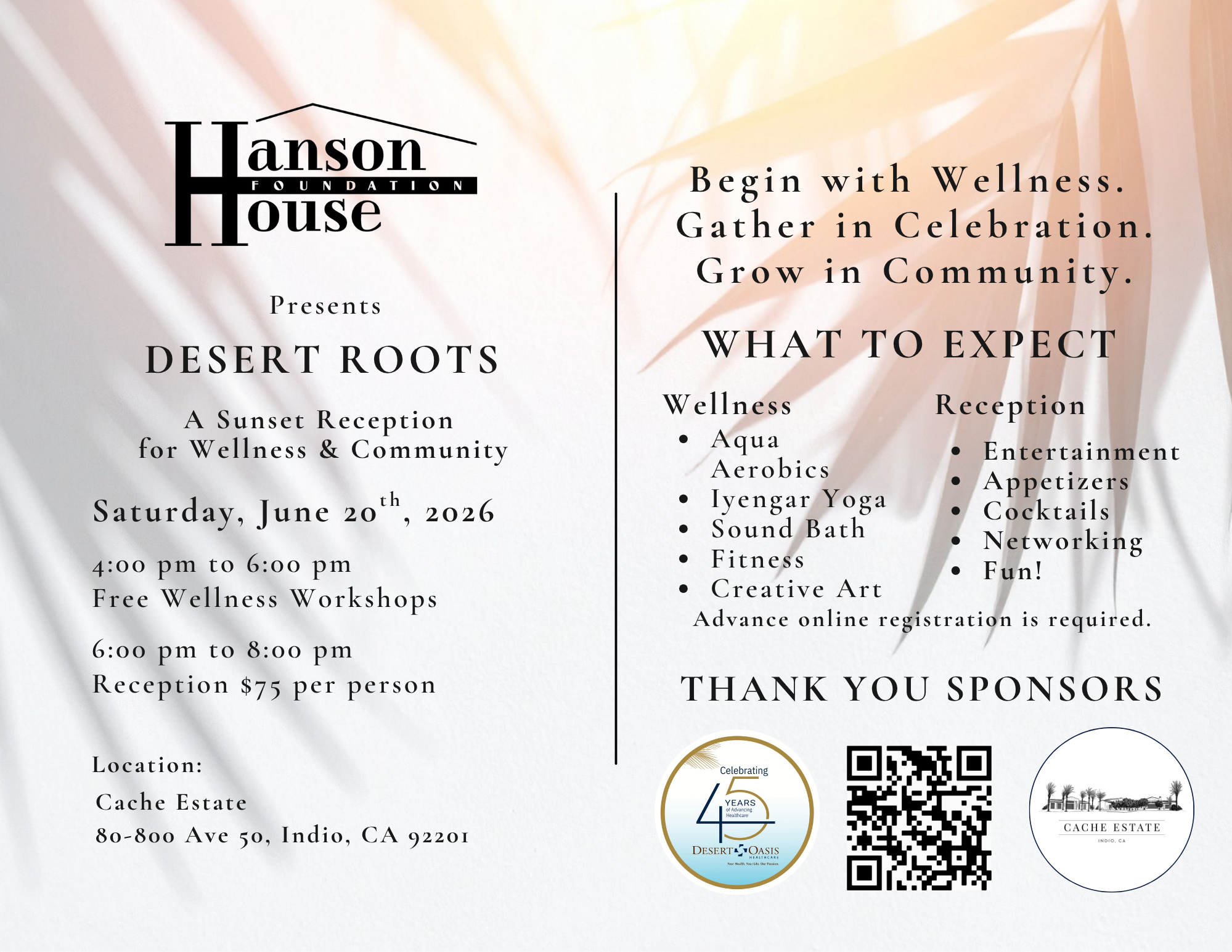 Campaign cover image for Desert Roots: A Sunset Reception for Wellness & Community