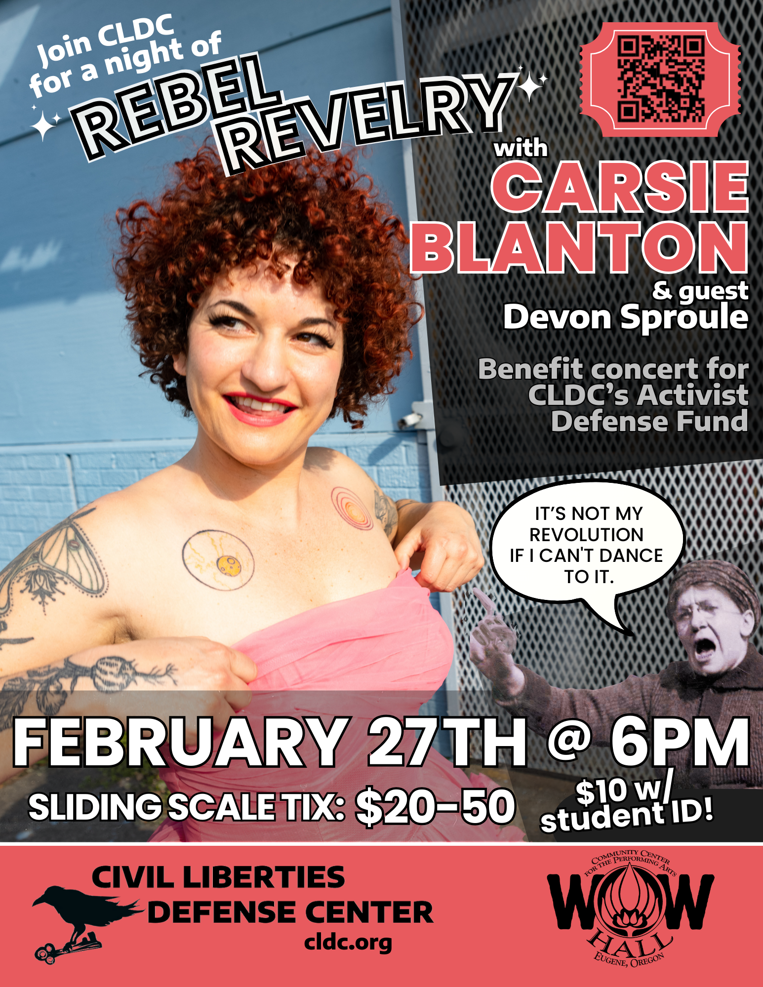 Campaign cover image for 2026 Rebel Revelry featuring Carsie Blanton @ Wow Hall