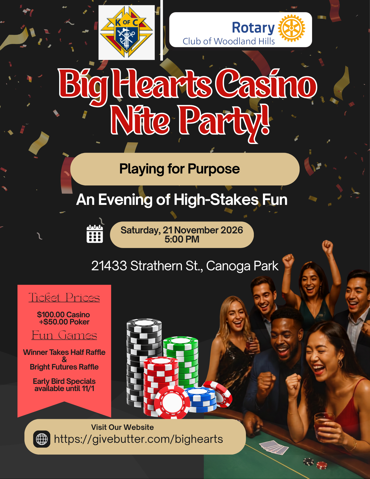 Campaign cover image for Big Hearts Casino Nite Party