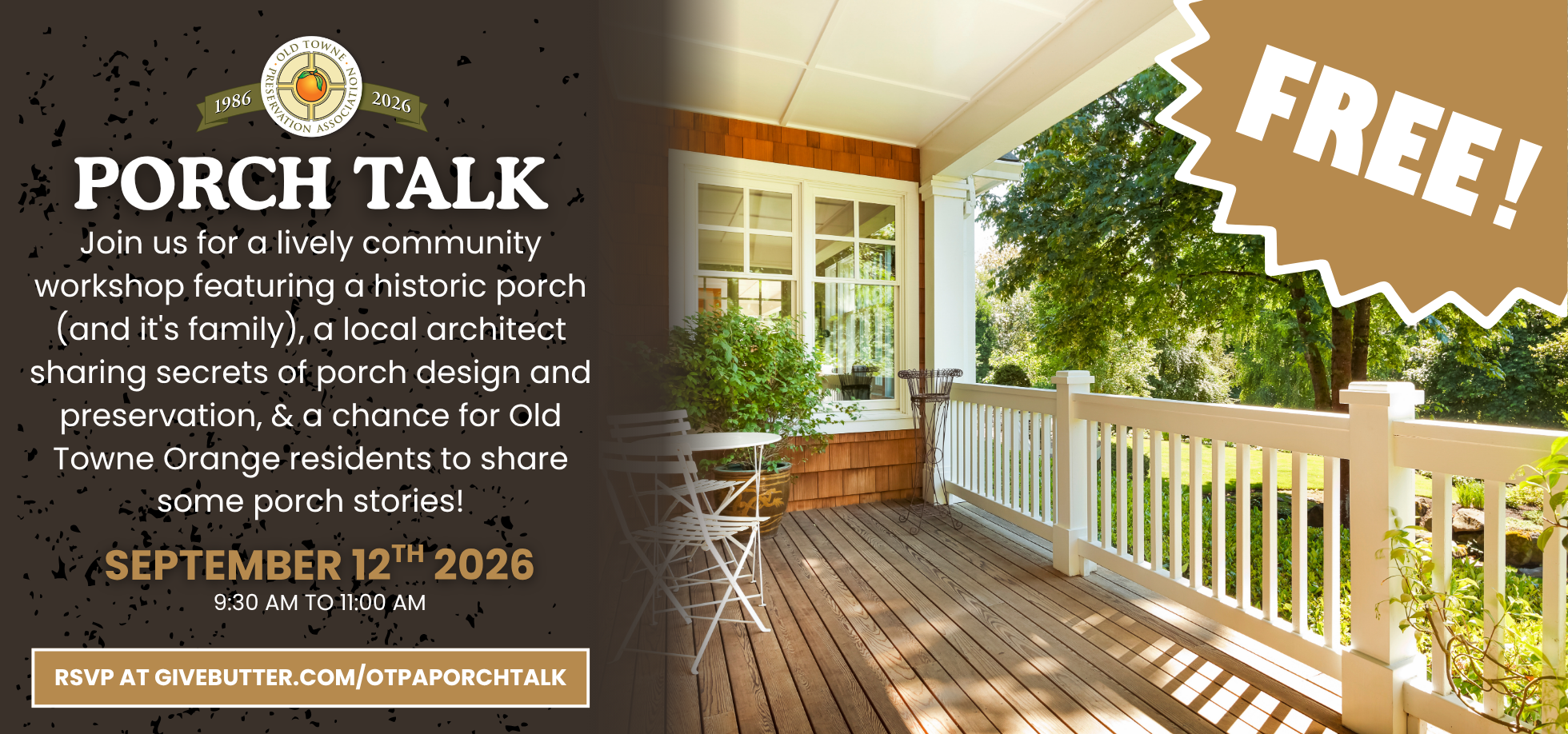 Campaign cover image for OTPA "PORCH TALK: Preserving the Places We Gather"