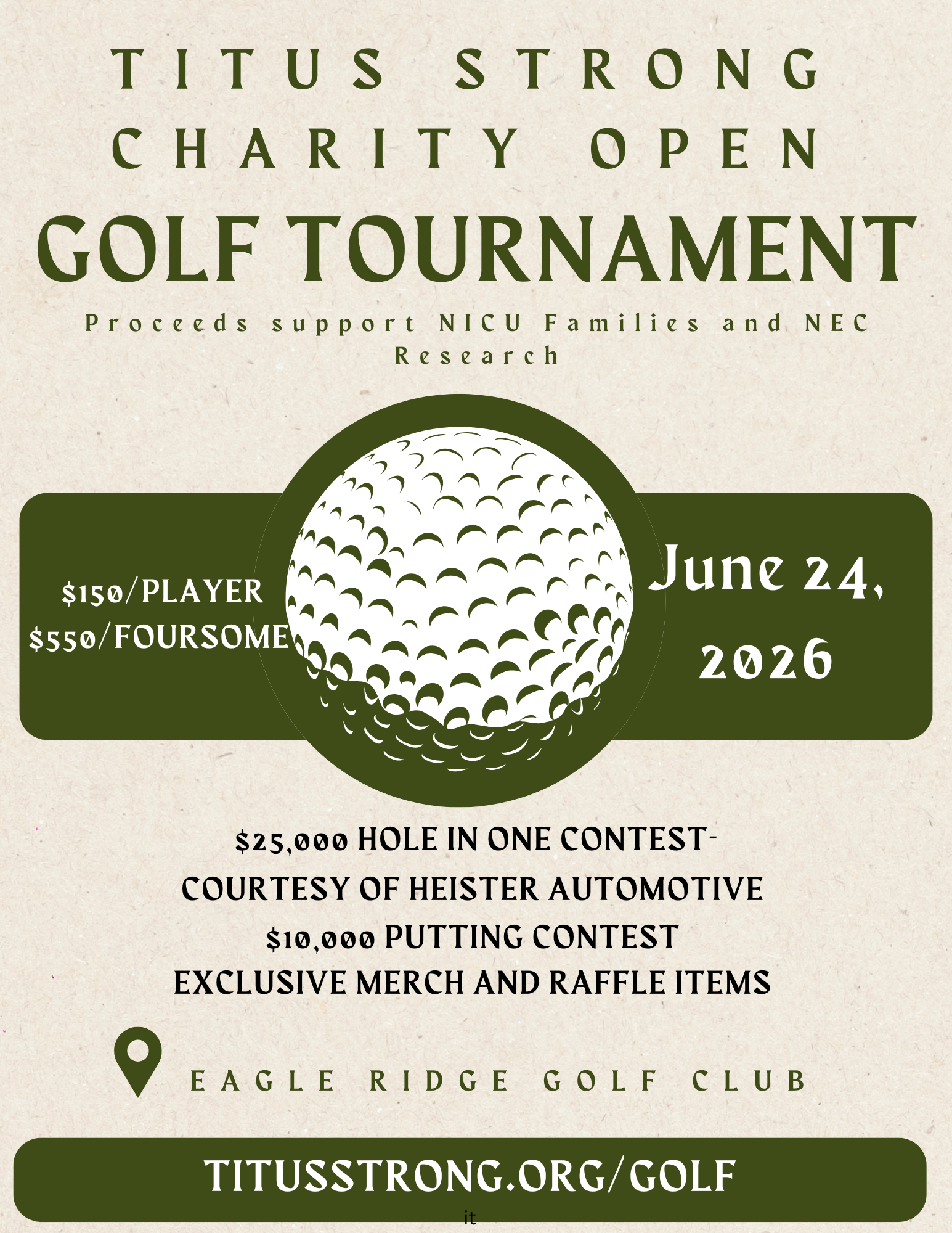 Campaign cover image for Titus Strong Charity Open Golf Tournament