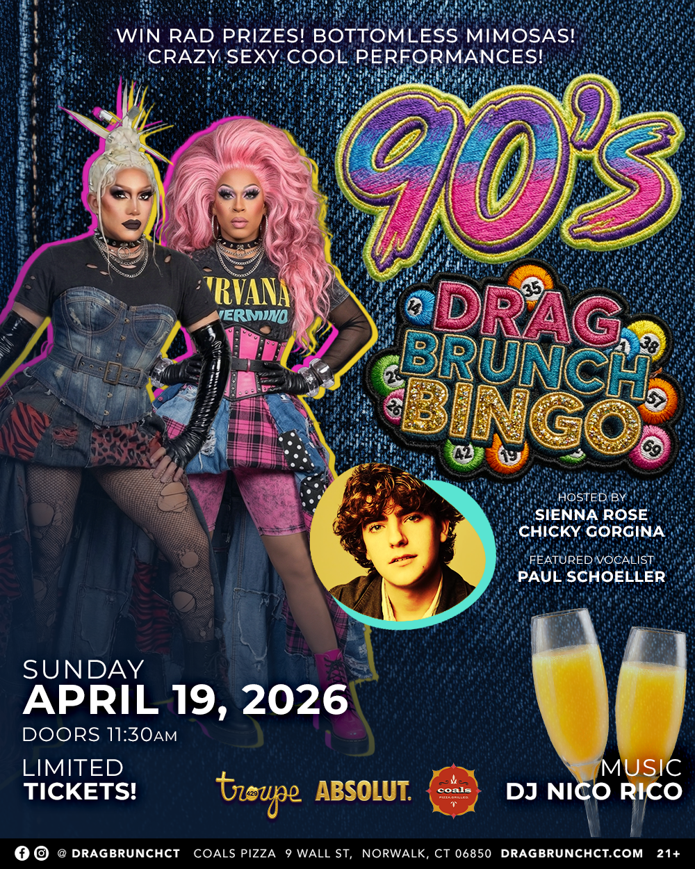 Campaign cover image for Drag Brunch CT : 90's BINGO BRUNCH! (11:30AM - SUN APR 19, 2026)