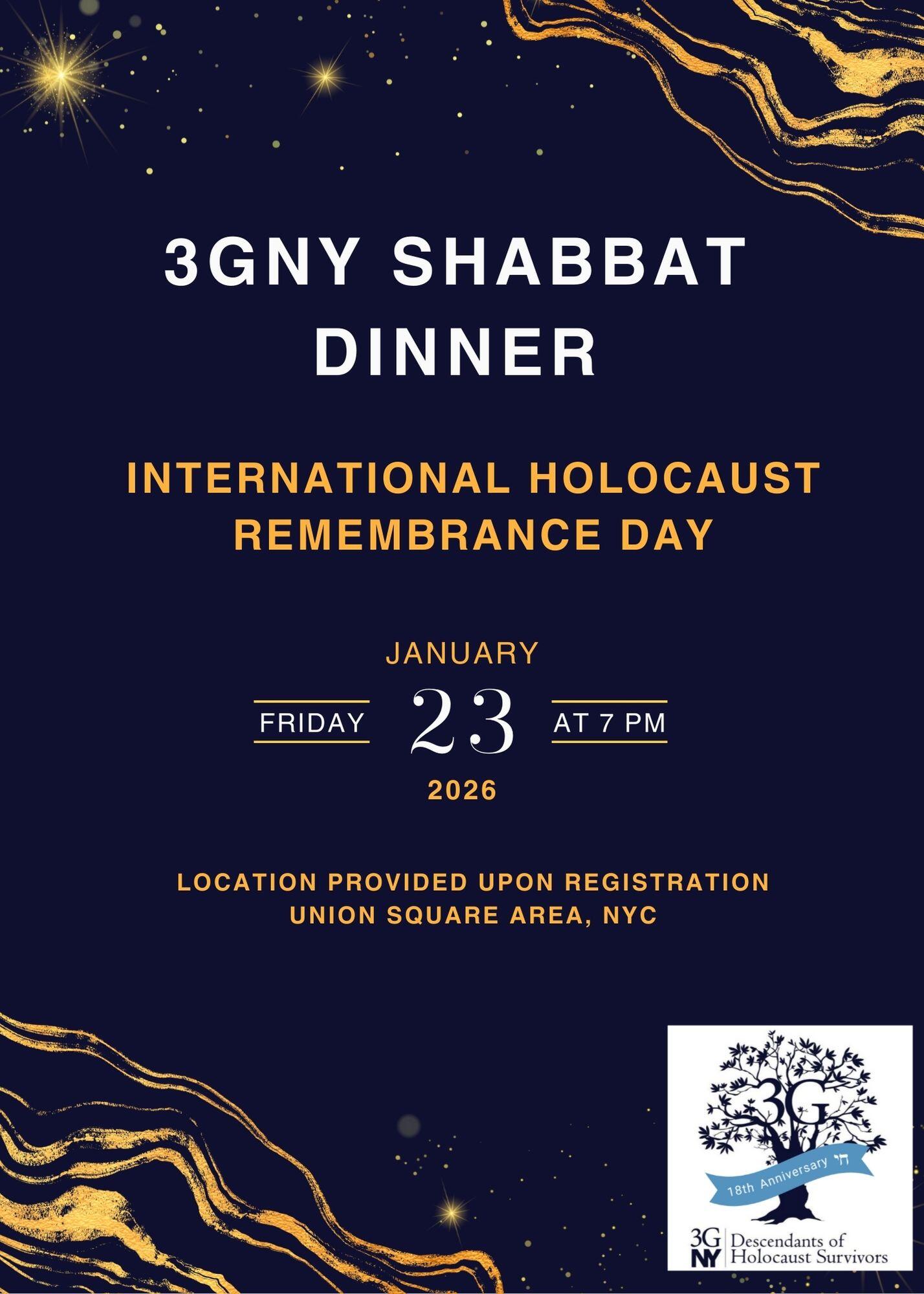Campaign cover image for 3GNY Shabbat Dinner | International Holocaust Remembrance Day 2026