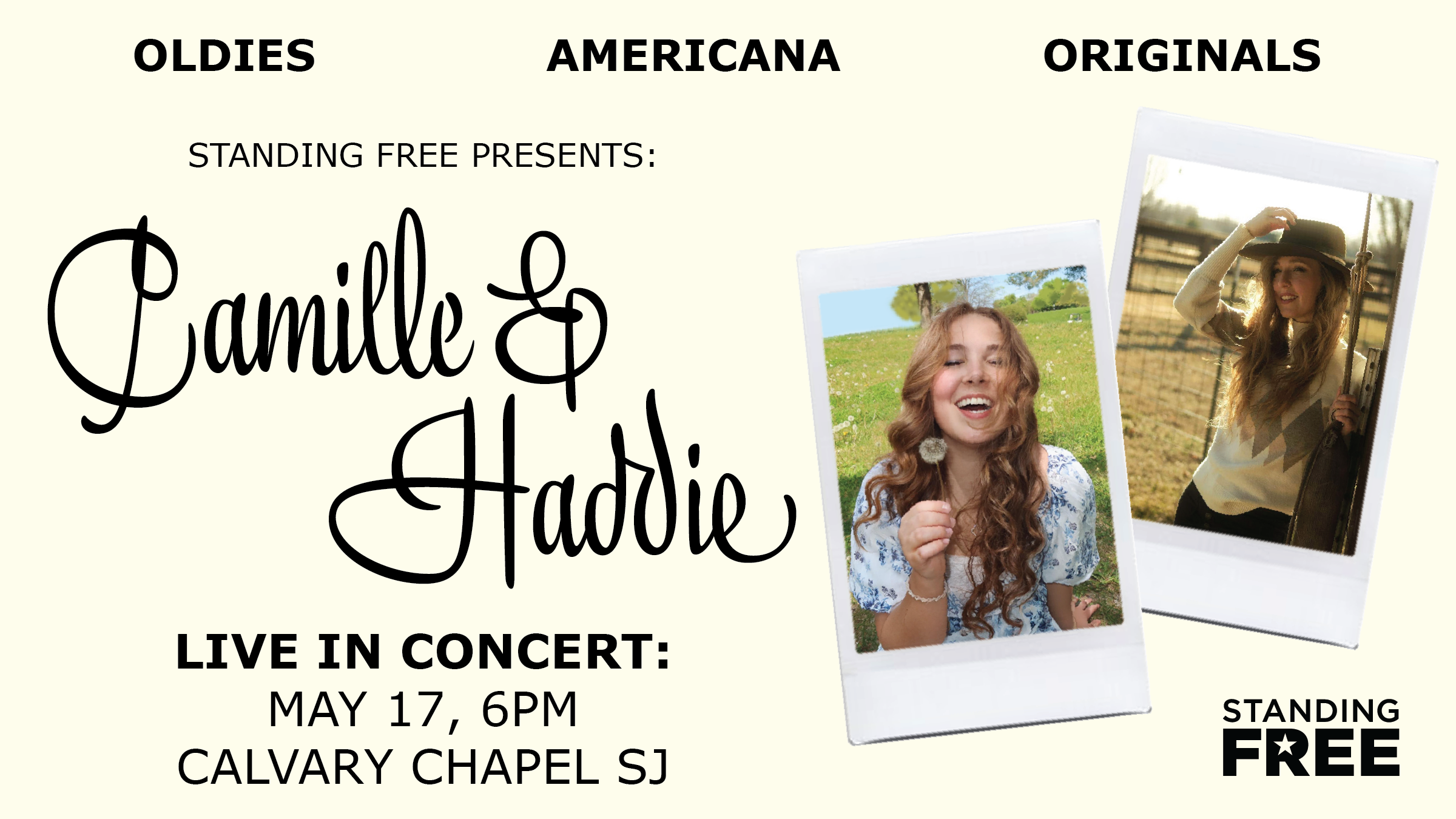 Campaign cover image for StandingFree Presents: Camille and Haddie Harris, Live in Concert