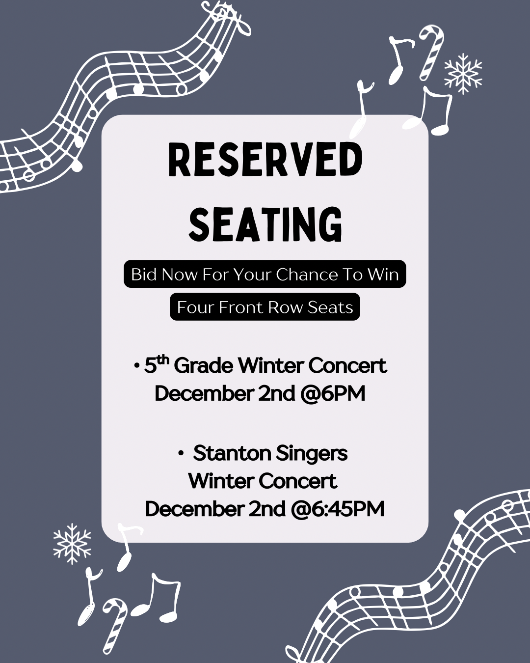 Campaign cover image for 5th Grade Holiday Concert & Stanton Singers Concert