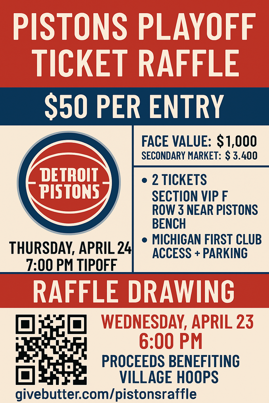 Campaign cover image for Piston Playoff Ticket Raffle