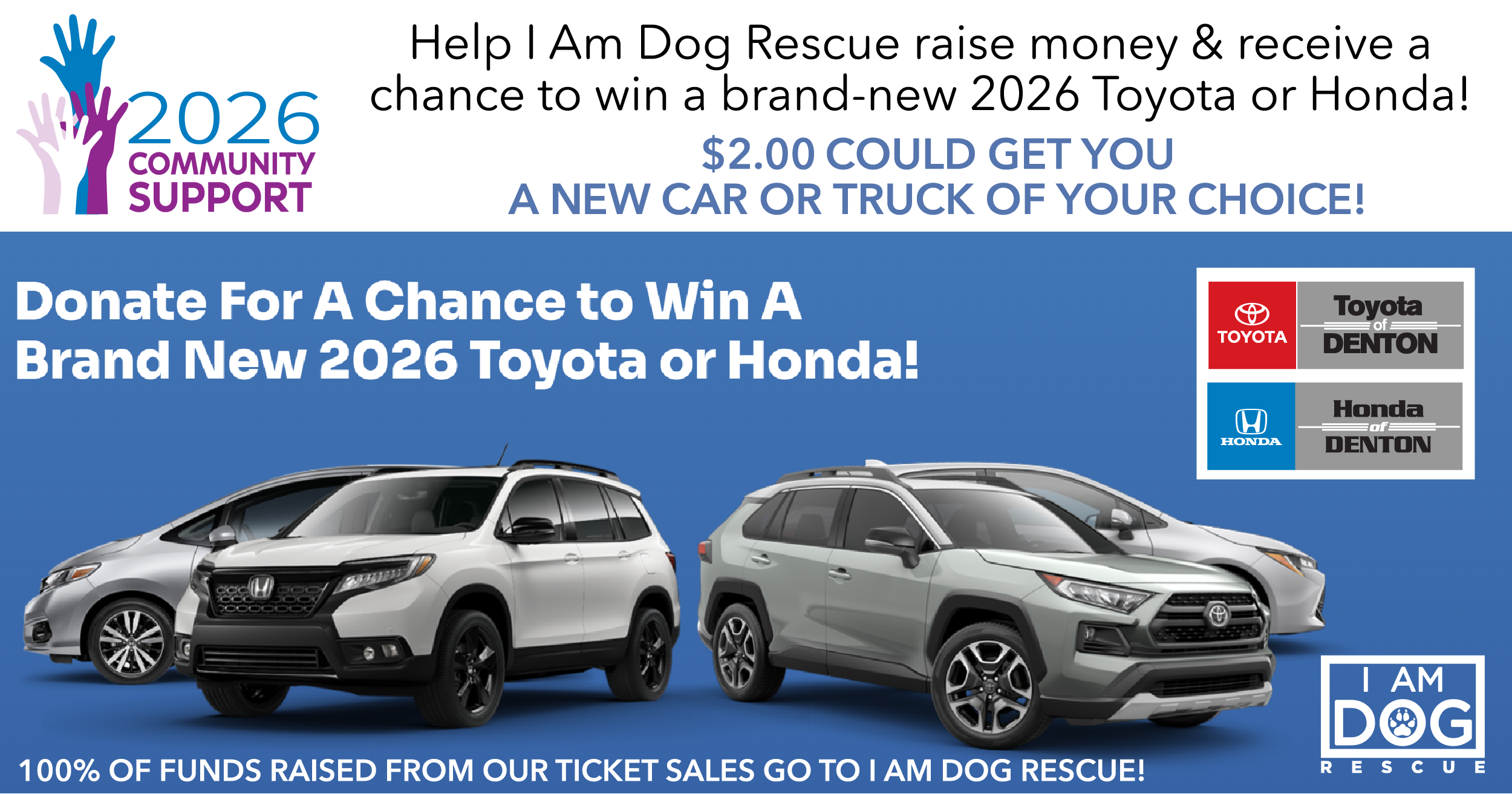 Campaign cover image for 2026 New Car Raffle - I Am Dog Rescue
