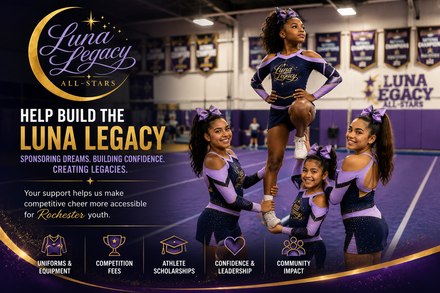 Campaign cover for Luna Legacy All-Star Cheerleading Community partnership & program support