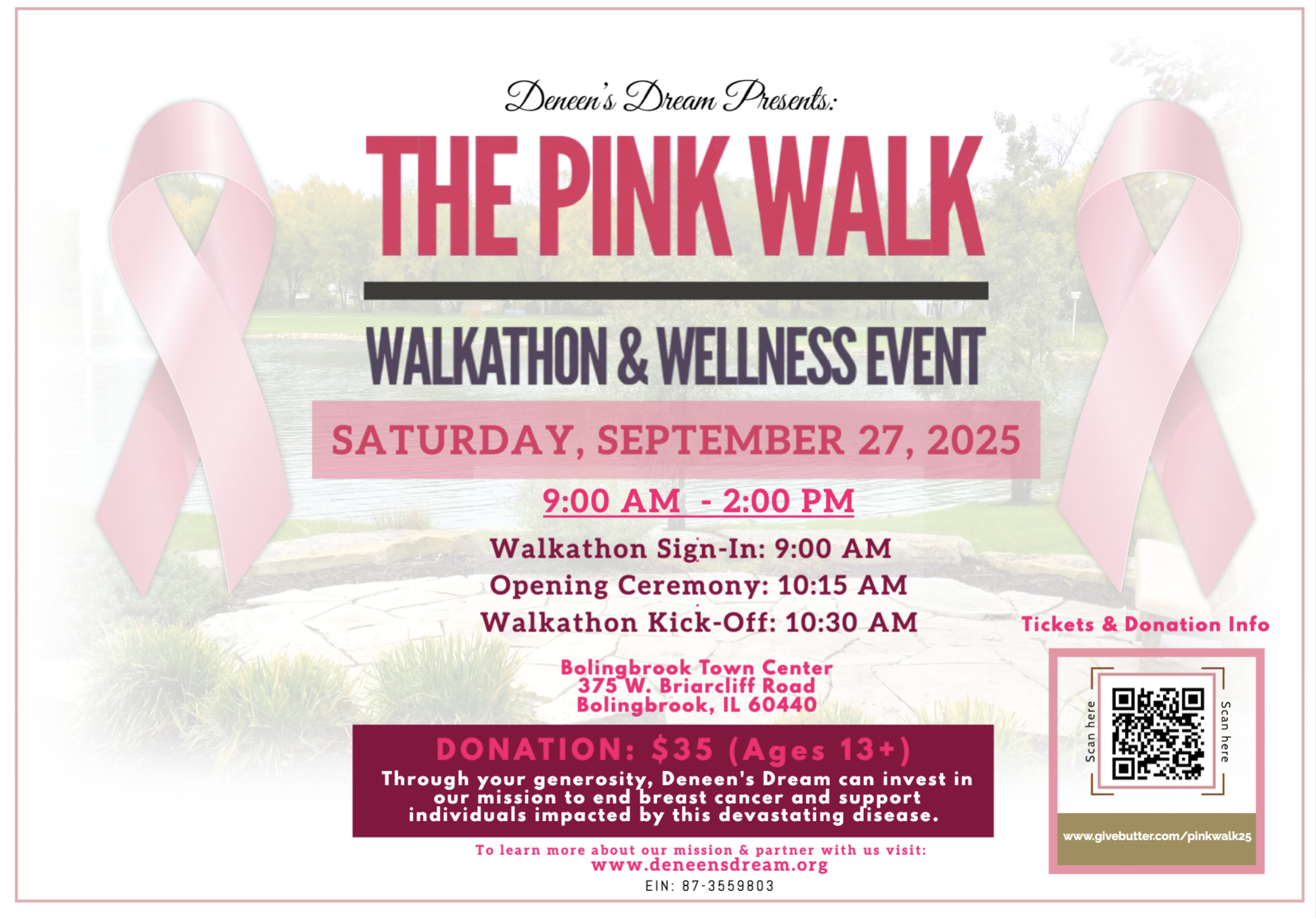 Campaign cover image for Deneen's Dream: The Pink Walk 2025 (Breast Cancer Awareness Month)