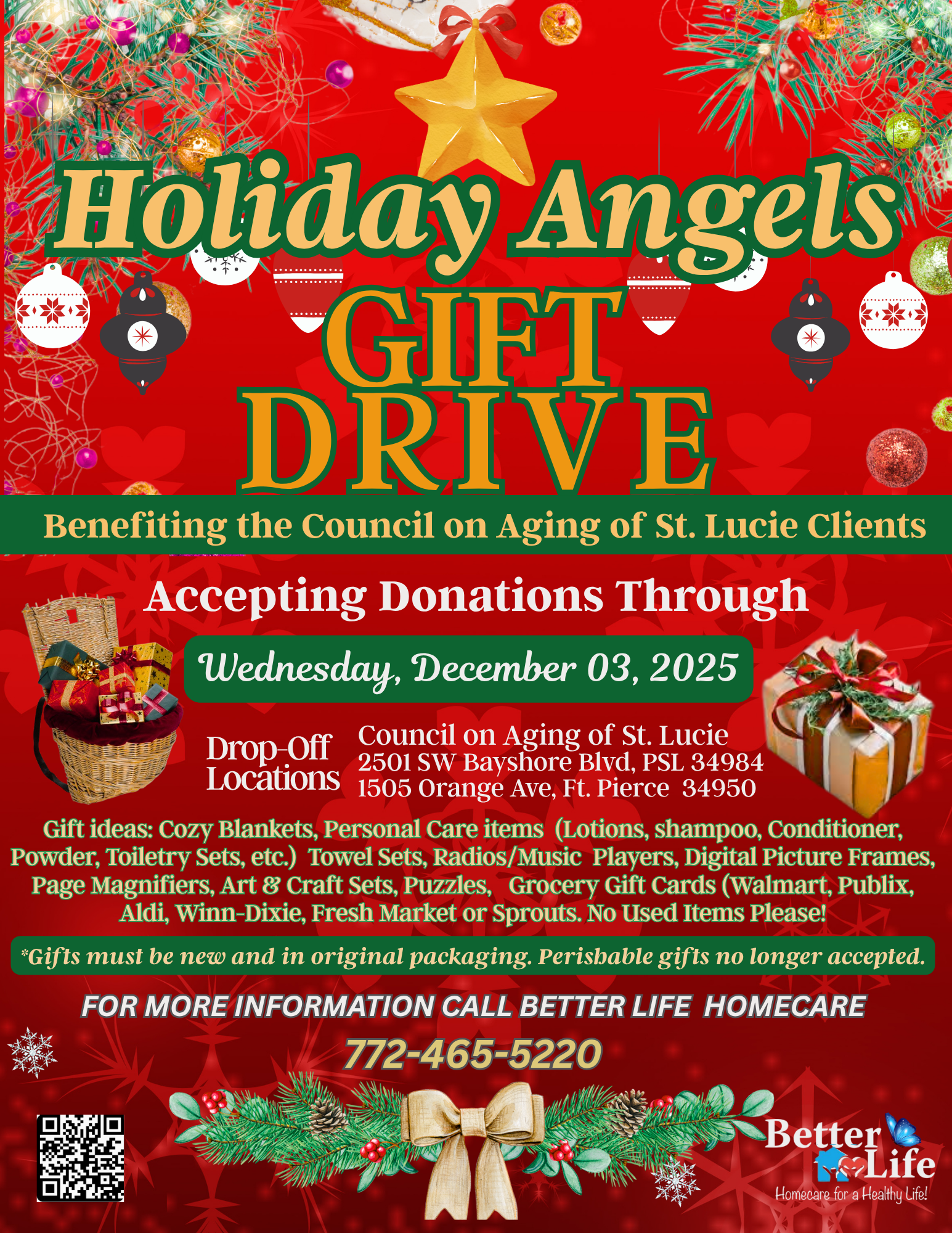 Campaign cover image for 2025 Better Life Homecare Holiday Angels Gift Drive