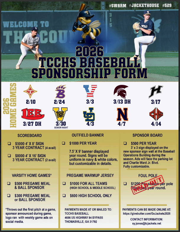 Campaign cover image for 2026 TCCHS BASEBALL SPONSORSHIPS