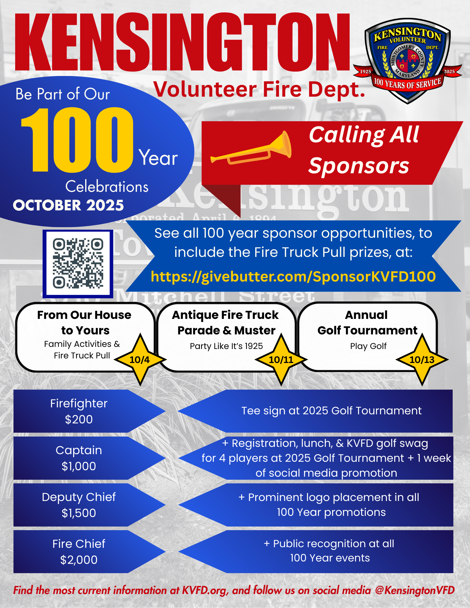 Campaign cover image for Sponsor KVFD's 100 Year Anniversary Events!