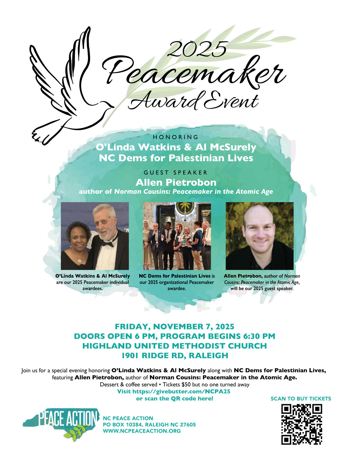 Campaign cover image for NC Peace Action Peacemaker Awards 2025