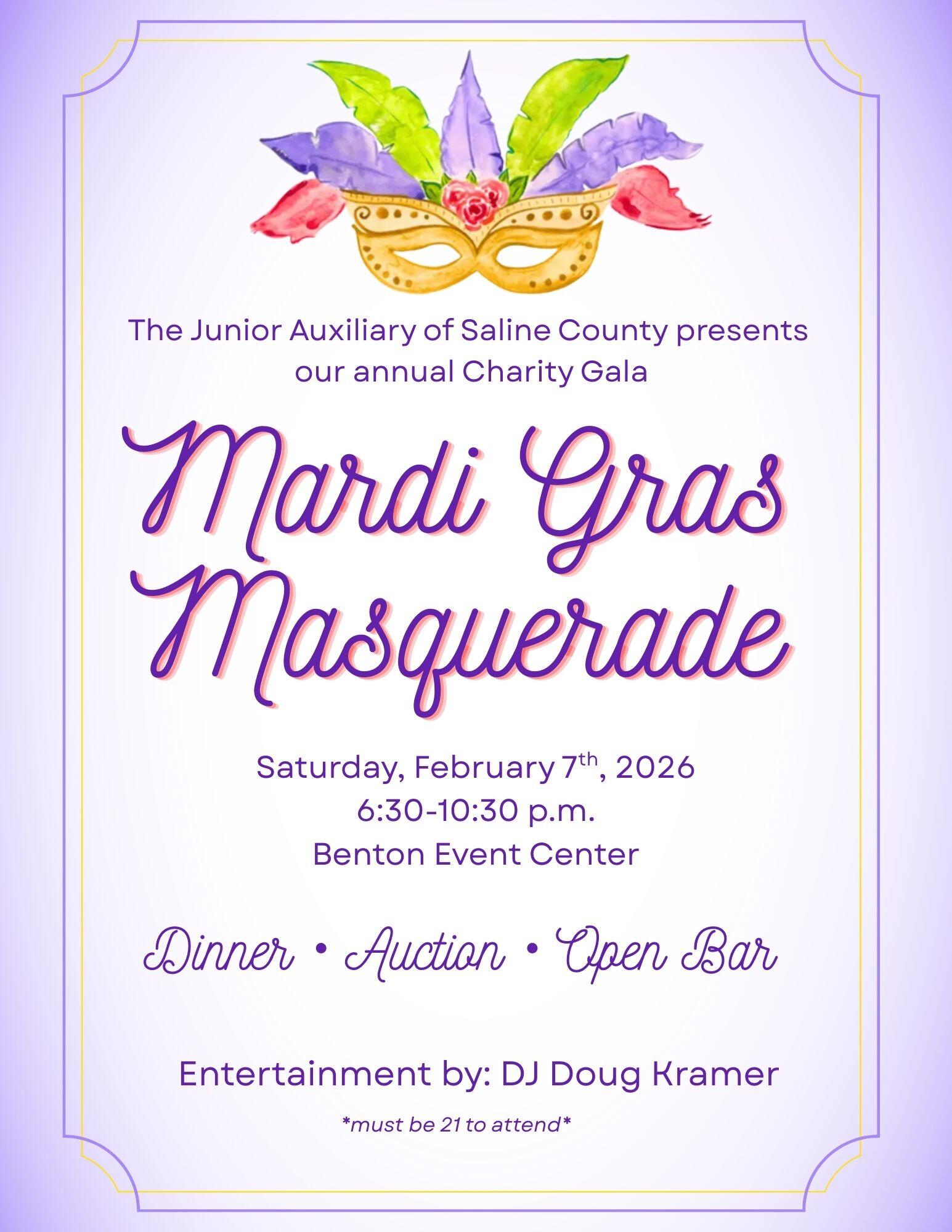 Campaign cover image for Junior Auxiliary of Saline County: Mardi Gras Masquerade