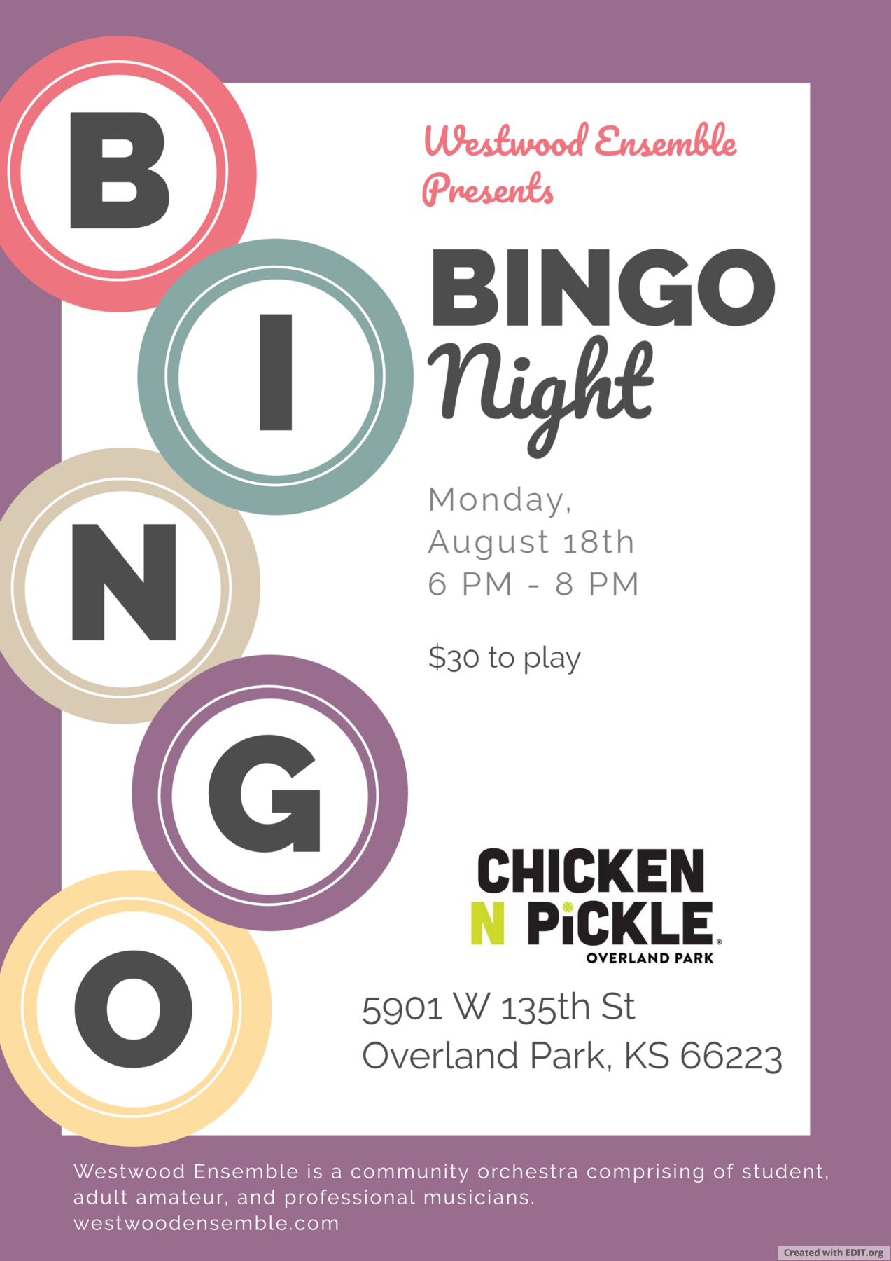 Campaign cover image for BINGO Chicken N Pickle