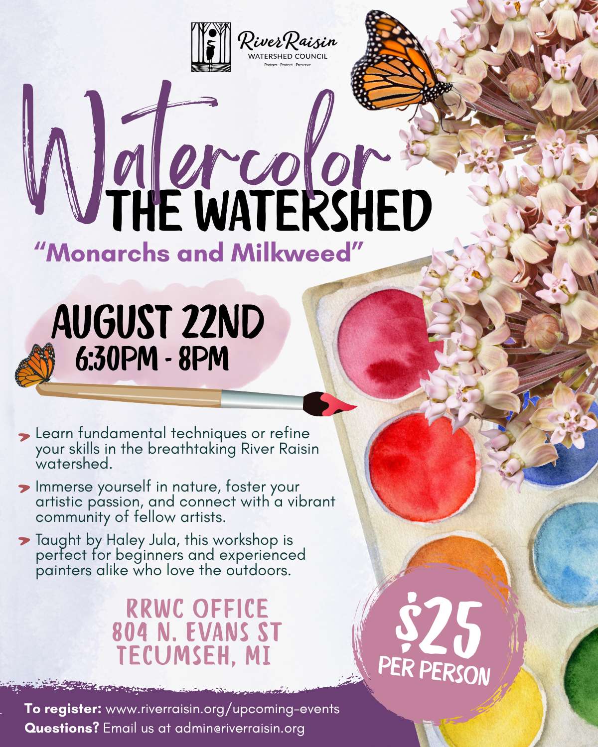 Campaign cover image for Watercolor the Watershed - Monarchs and Milkweed