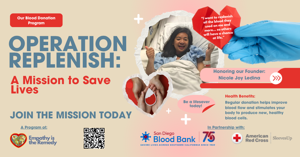 Campaign cover image for OPERATION REPLENISH: A Mission to Save Lives - Virtual Blood Drive Honoring Nicole Joy Ledina - Together, We Give Life