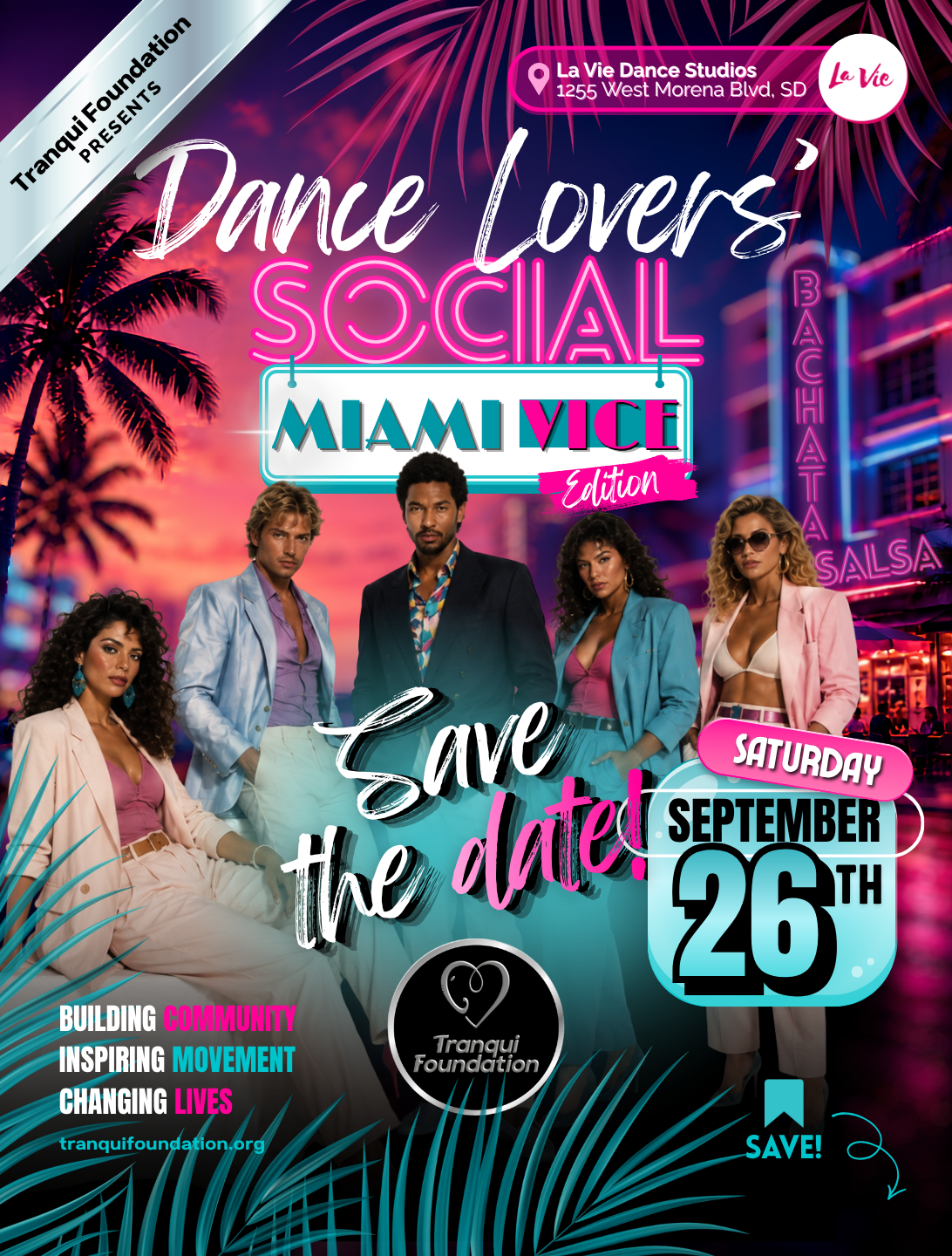 Campaign cover image for Dance Lovers' Social: Miami Vice Edition 9/26 💕