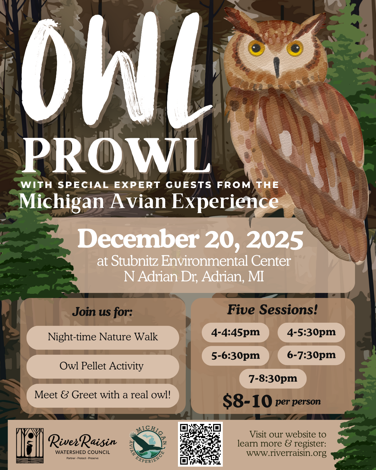 Campaign cover image for Owl Prowl with Michigan Avian Experience