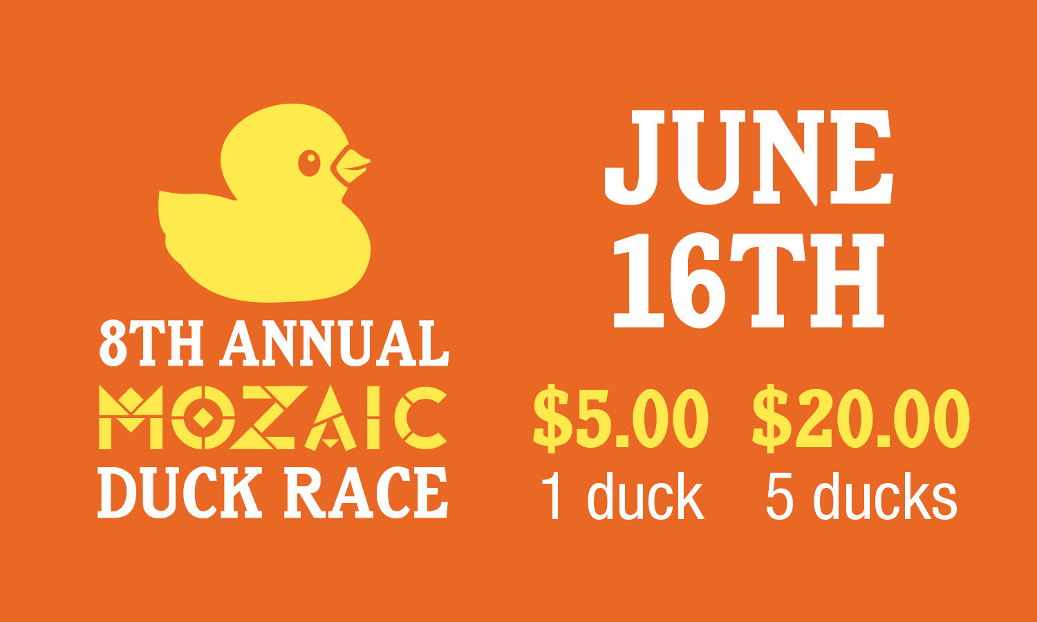 Campaign cover image for Mozaic's 8th Annual Duck Race