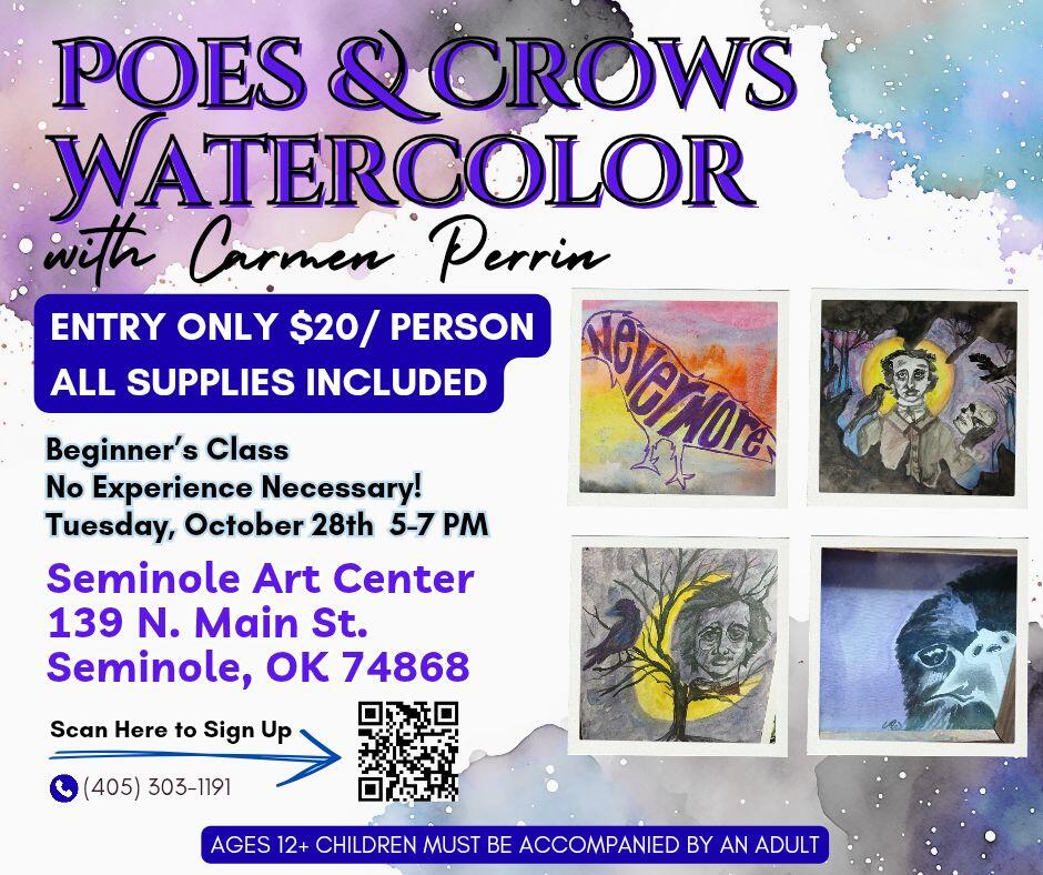 Campaign cover image for SAC Workshop: Poes & Crows Watercolor w/ Carmen
