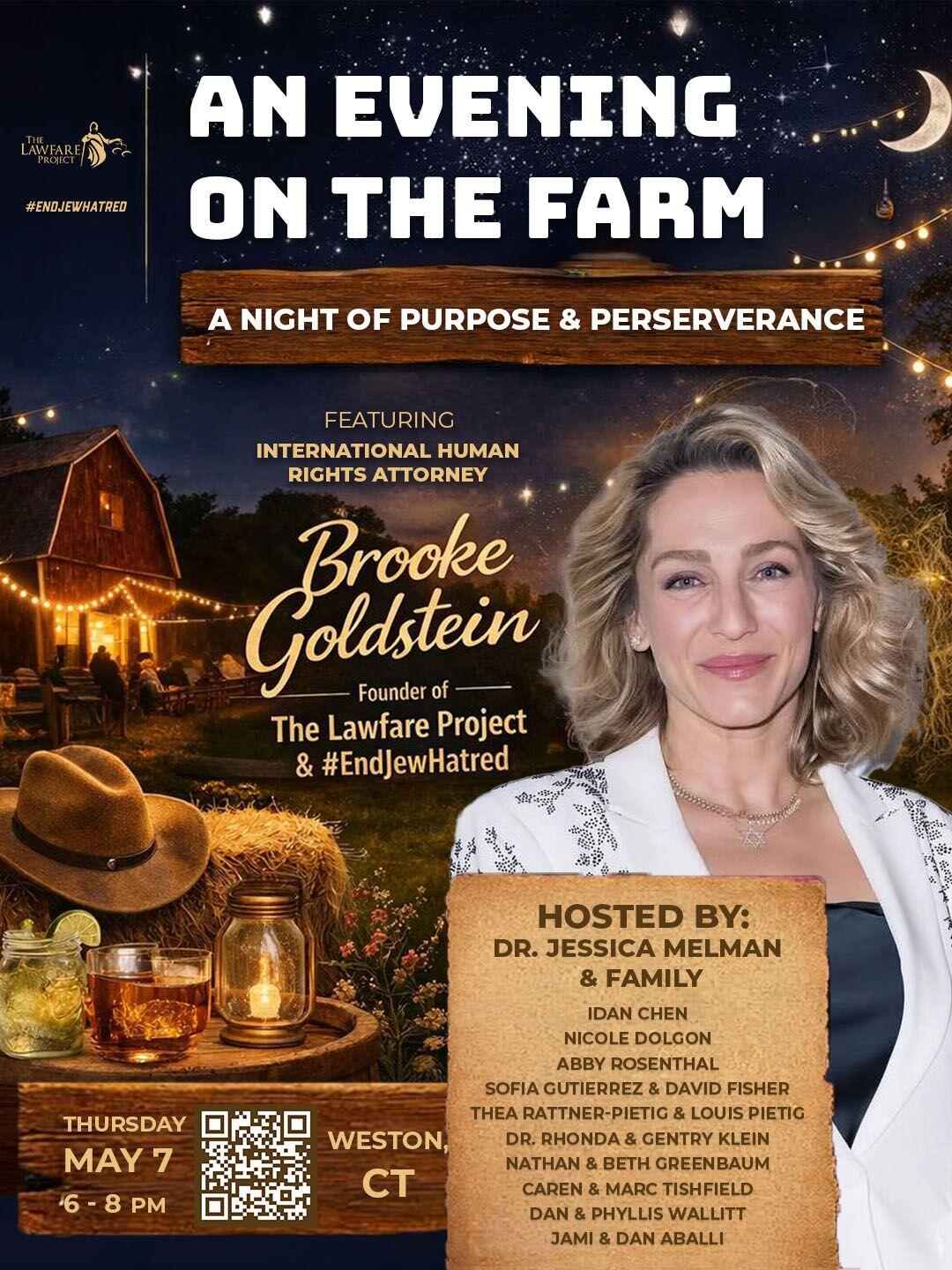 Campaign cover image for An Evening on the Farm to Benefit The Lawfare Project and the #EndJewHatred Movement