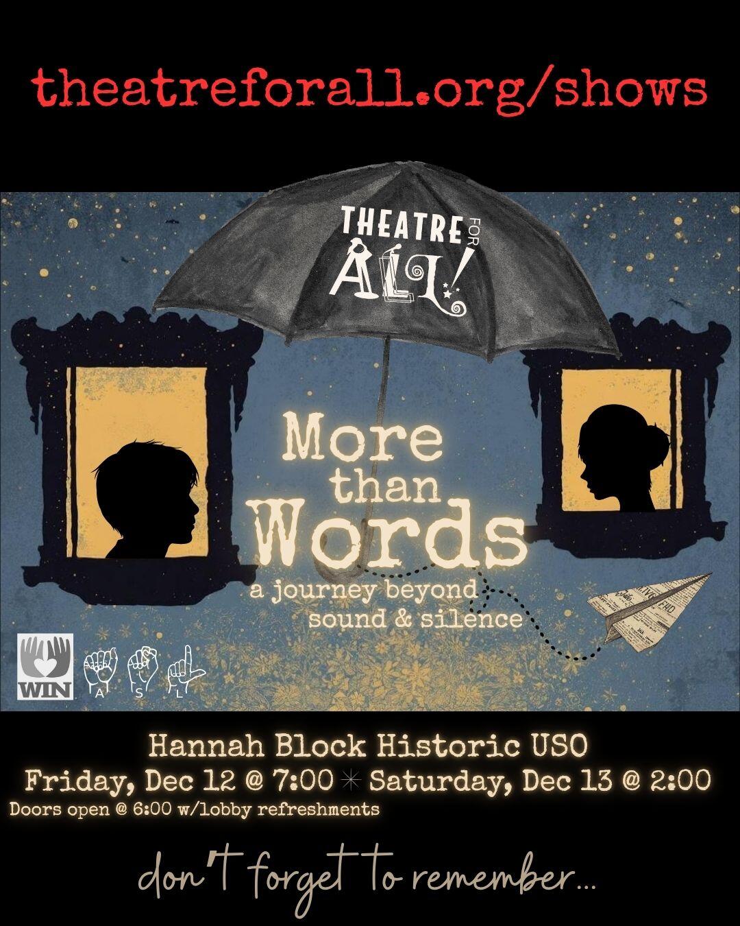 Campaign cover image for "More Than Words" December Show!