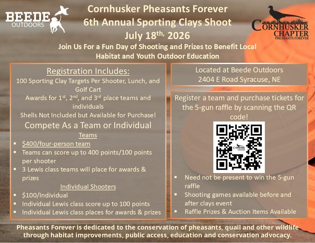 Campaign cover image for Cornhusker Chapter July 18th Sporting Clays Event