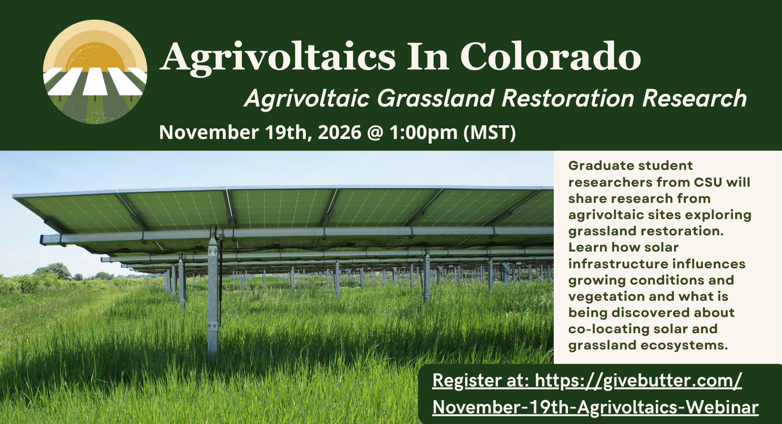 Campaign cover image for Agrivoltaics Webinar: Agrivoltaic Grassland Restoration Research