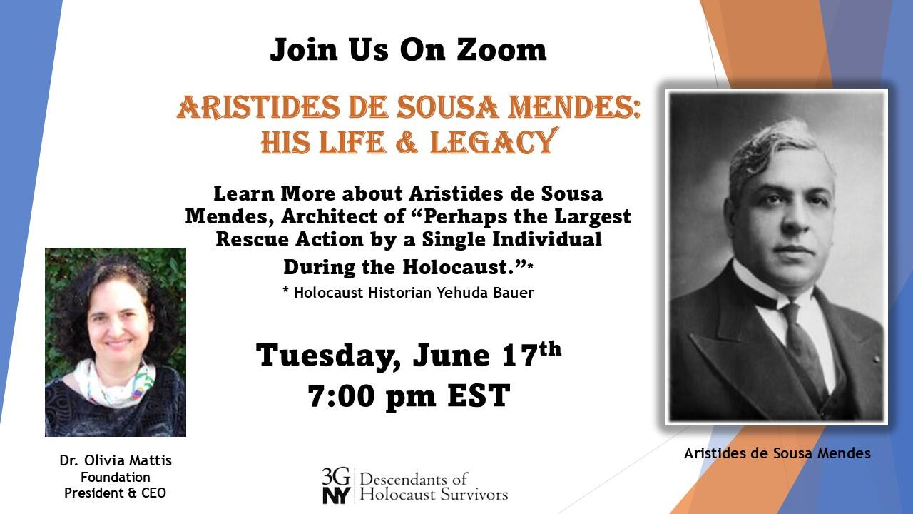 Campaign cover image for 3GNY Webinar: Aristides De Sousa Mendes - His Life & Legacy