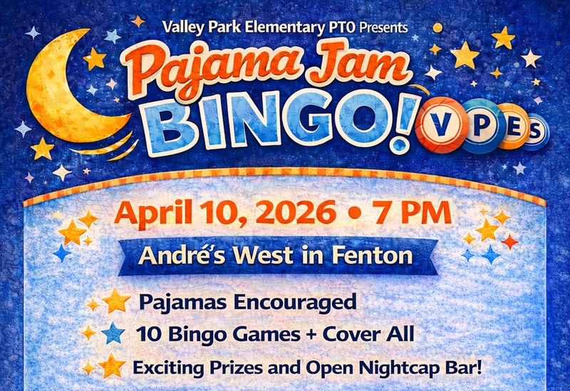 Campaign cover image for Pajama Jam Bingo Fundraiser - Valley Park Elementary School PTO