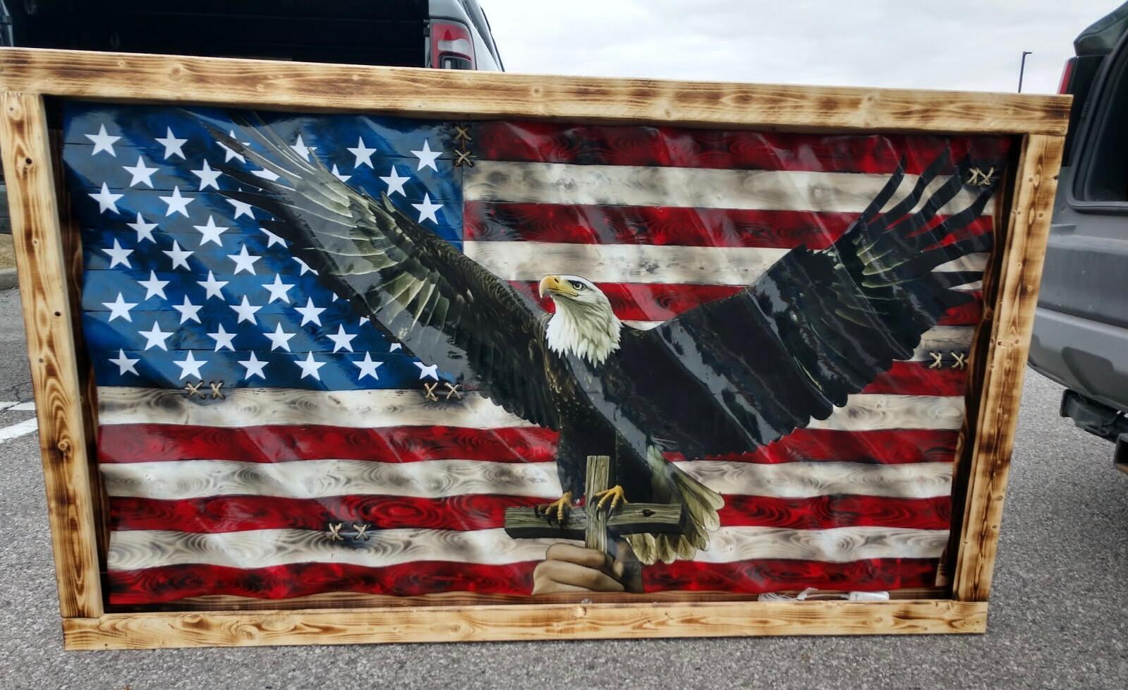 Campaign cover image for CVMA® PA 22-4 Wavy Wooden American Flag 3x5