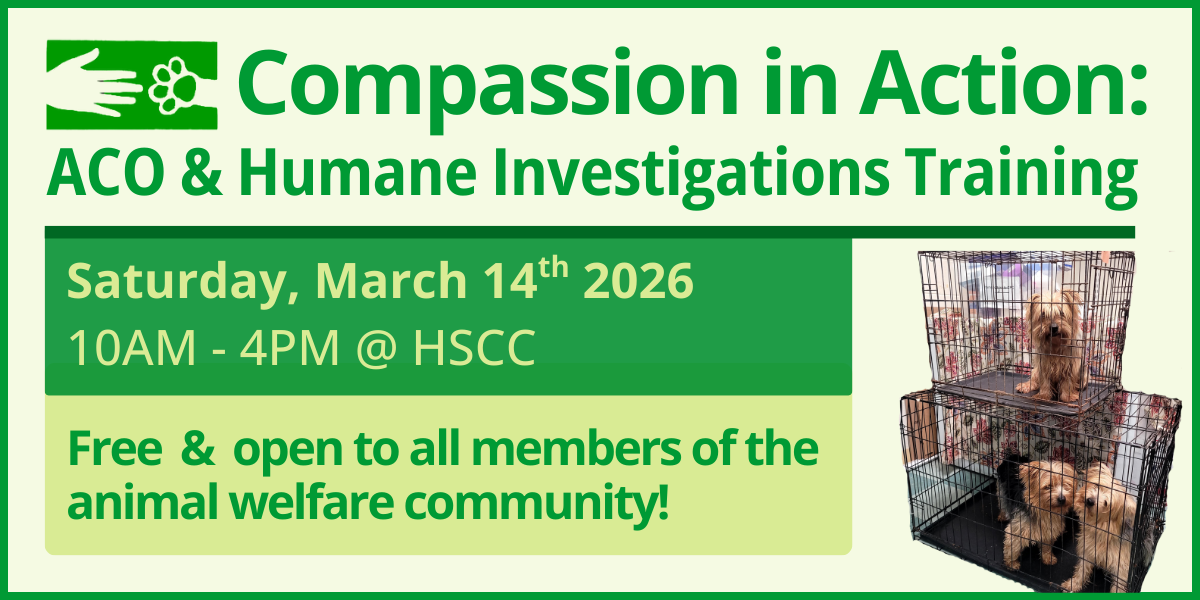 Humane Raning HSCC's ACO & Humane Investigations Training | Humane Society of ...