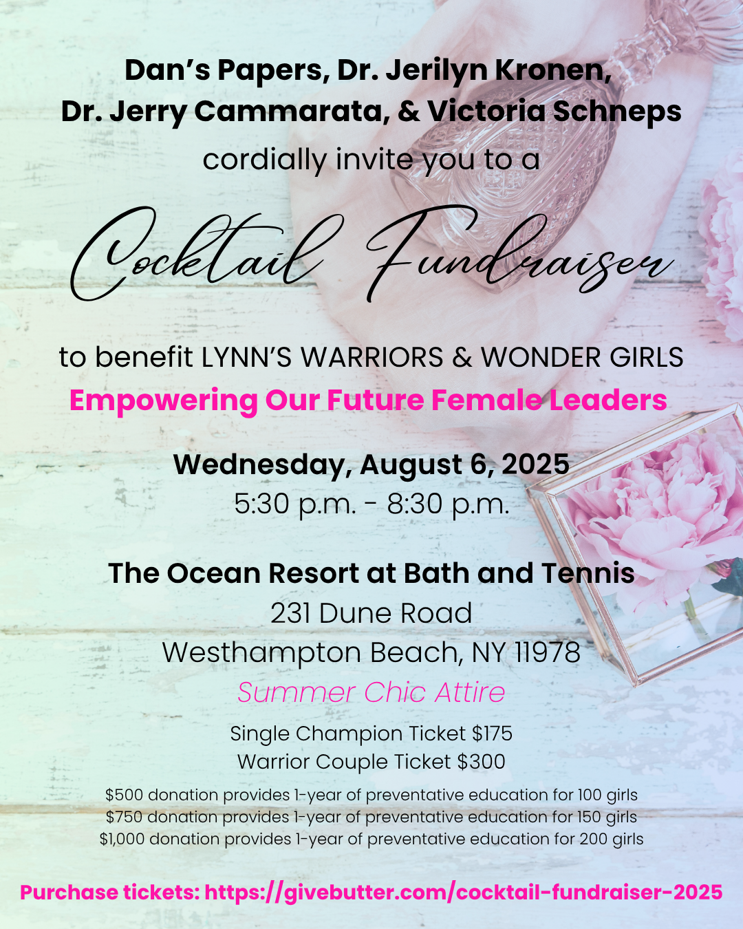 Campaign cover image for Cocktail Fundraiser to Benefit LYNN'S WARRIORS & WONDER GIRLS