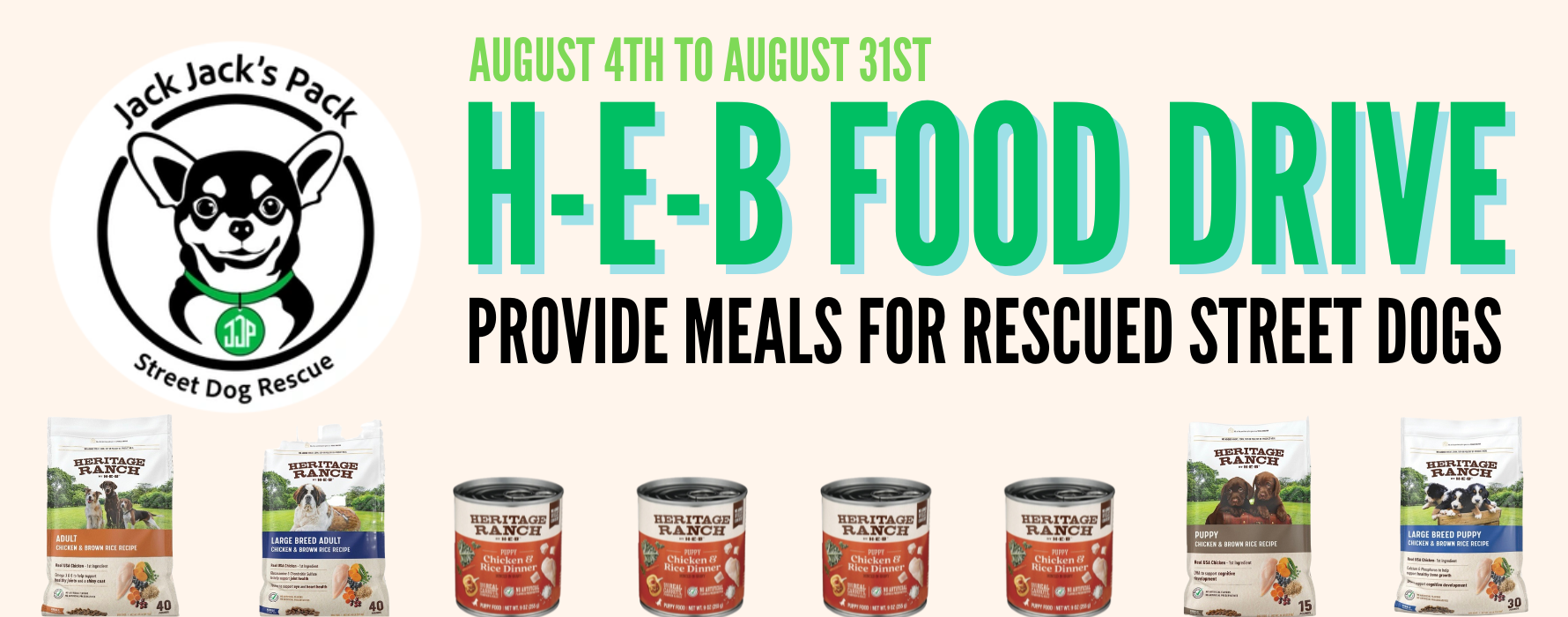 Campaign cover image for Pawsitive Provisions: H-E-B Food Drive for Jack Jack's Pack