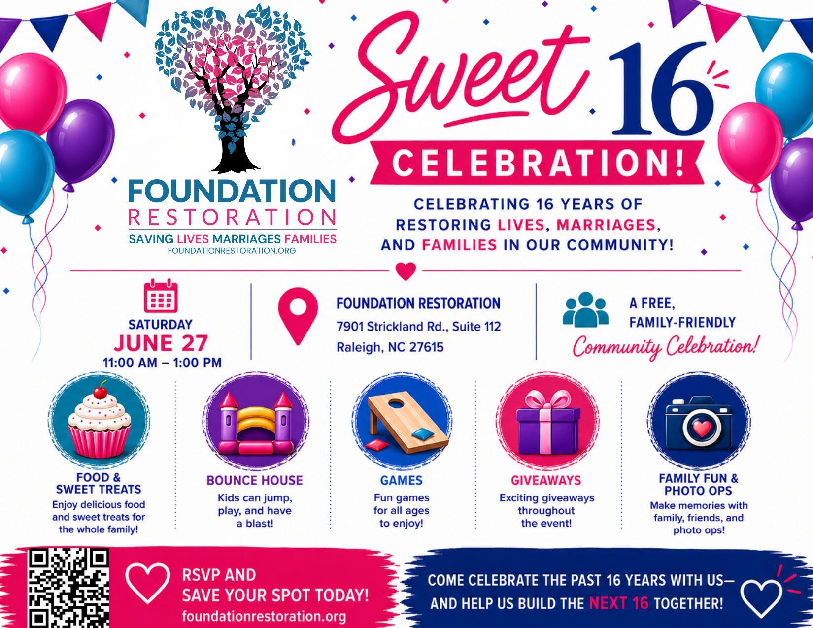 Campaign cover image for Foundation Restoration's Sweet 16 Celebration!