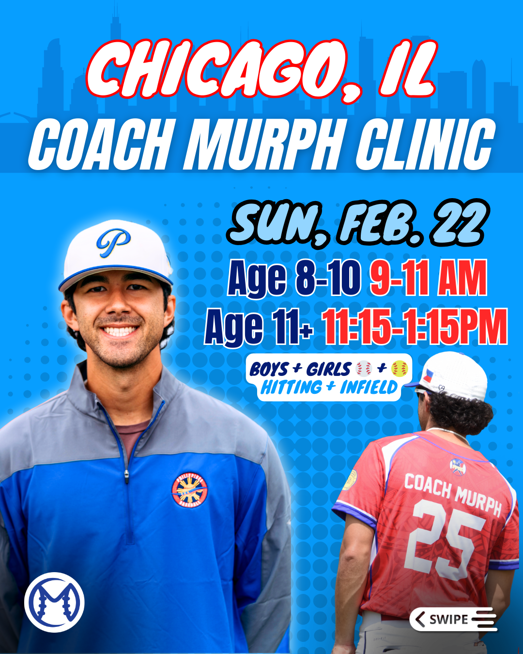 Campaign cover image for Baseball + Softball Clinic with Coach Murph