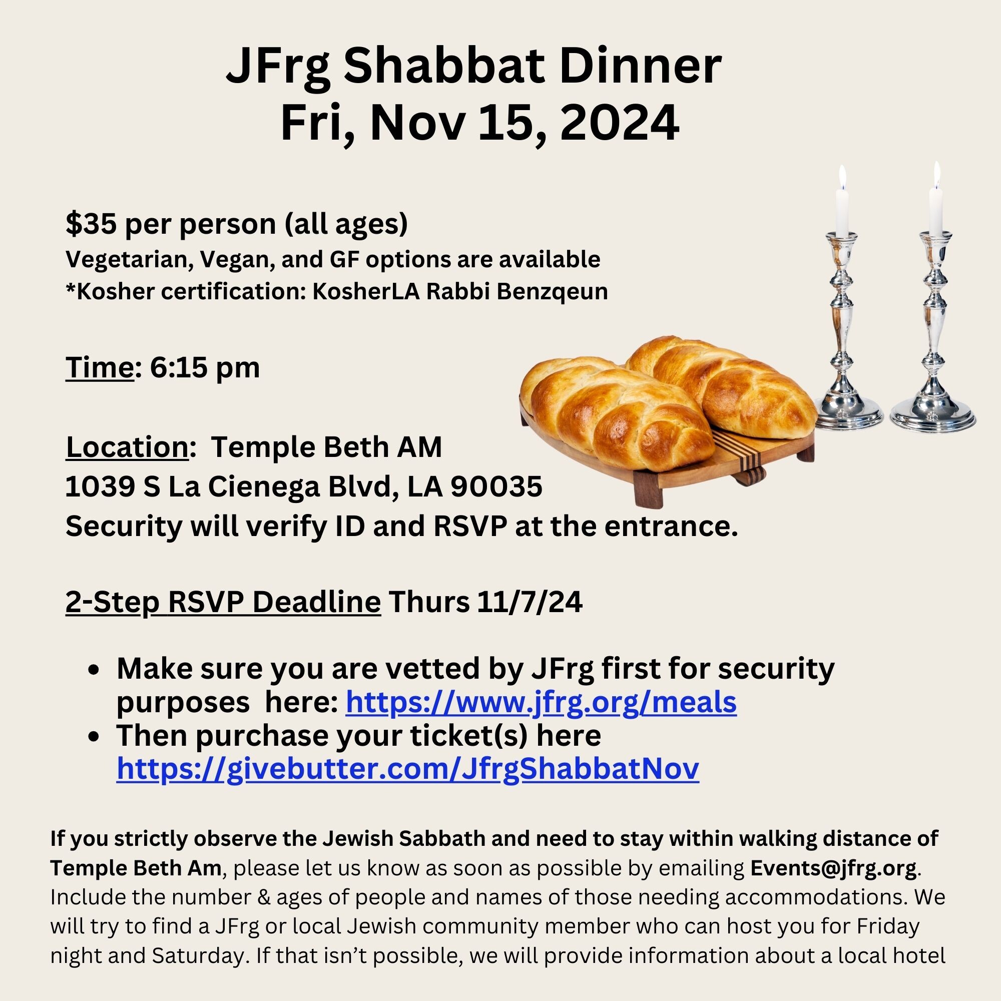 Campaign cover image for JFrg Nov Shabbat Dinner